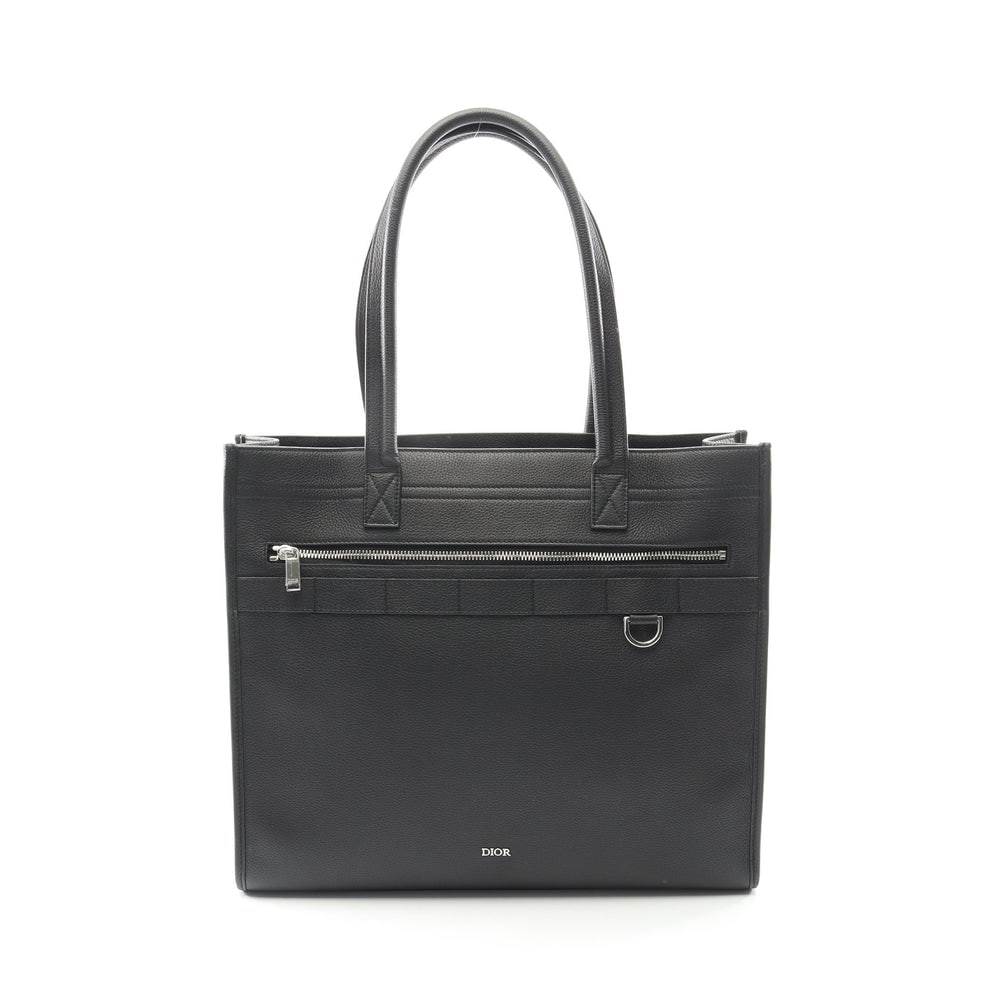 Dior Safari Tote Black: Black leather Dior Safari shoulder tote bag. Approx. 40.5 x 34 x 11 cm; strap 58 cm. Model 1ESSH224YMJ. Authentic and authenticated.