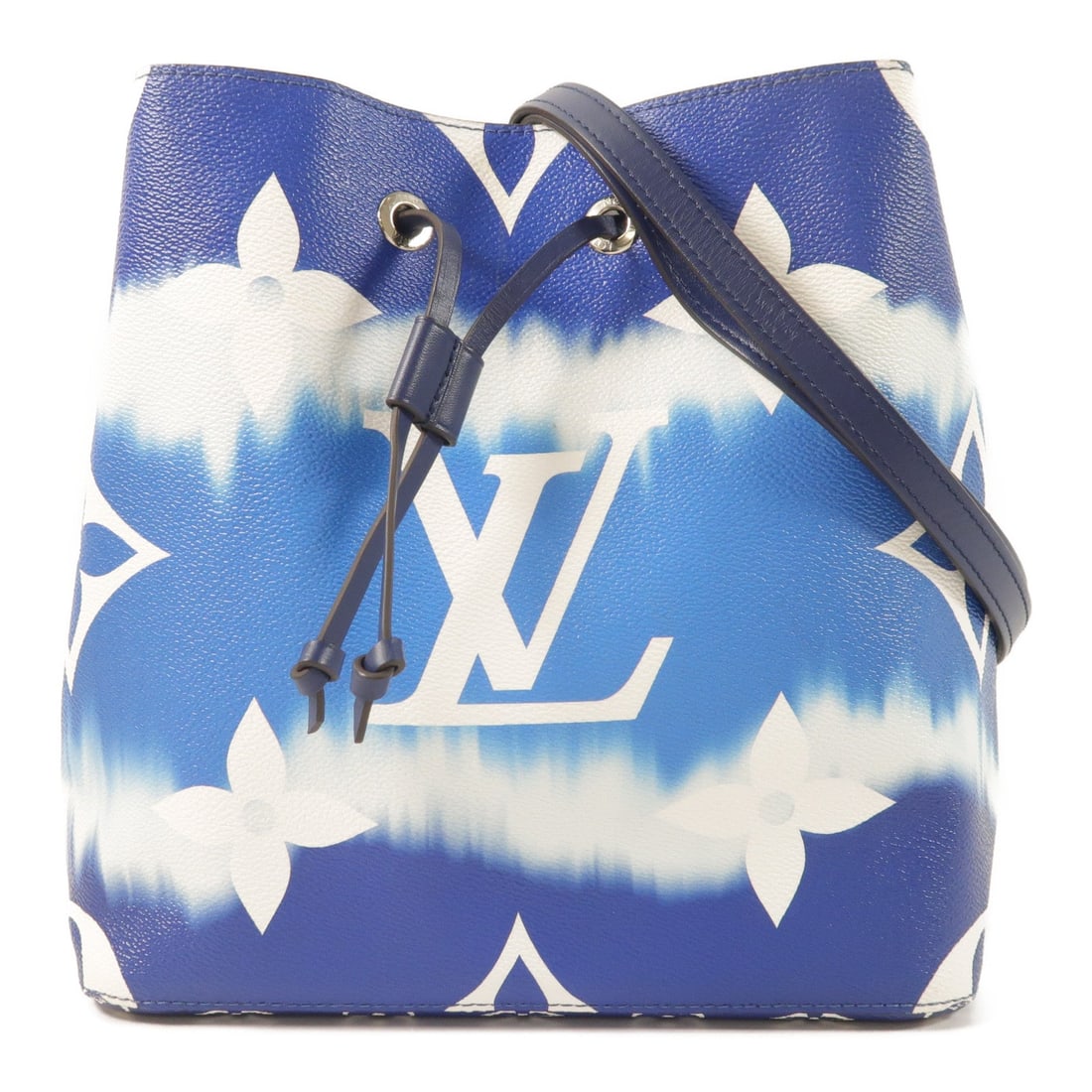 Louis Vuitton NeoNoe MM Escale: Blue and white Escale coated canvas shoulder bag.