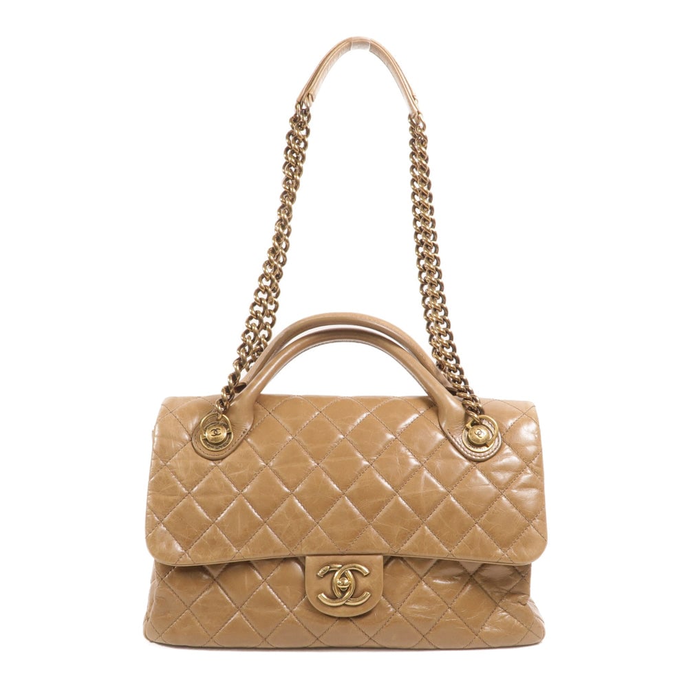 Chanel 2 Way Chain Bag: Brown calfskin 2 way chain shoulder bag.