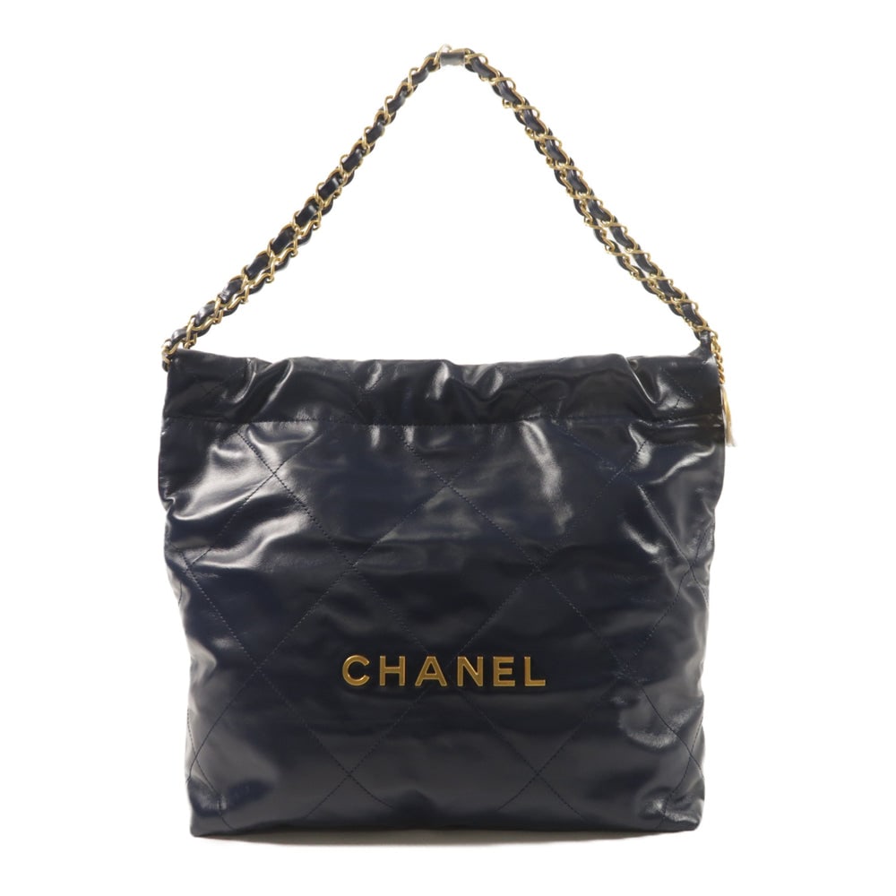 Chanel C22 Small Navy: Navy calfskin small chain shoulder bag.