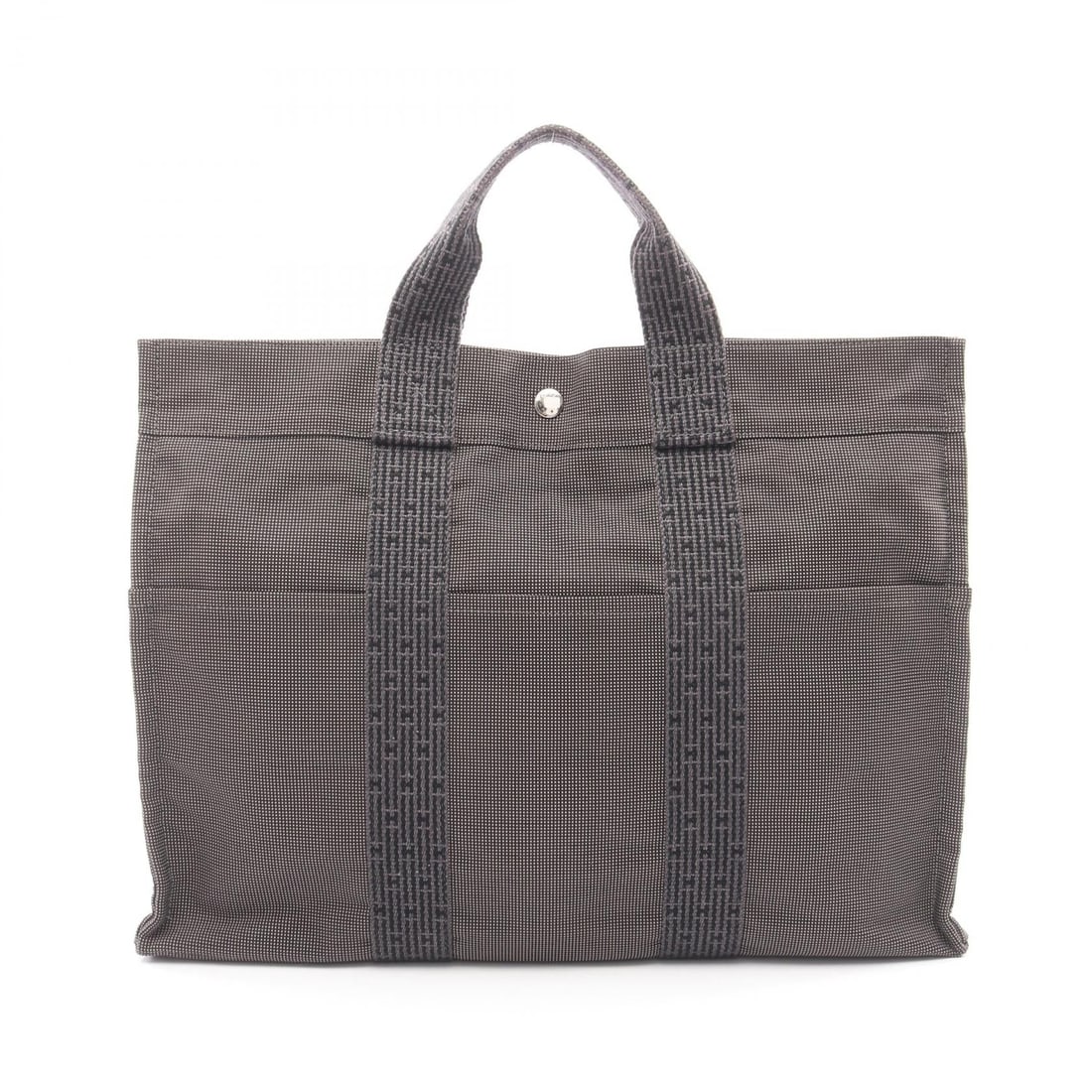 Hermes Yale Line MM Nylon Tote Dark Gray: Authentic and authenticated Hermes Yale Line MM tote handbag in dark gray nylon canvas with silver hardware. Approx. 32H x 42W x 11D cm with 29 cm handle. No accessories listed.