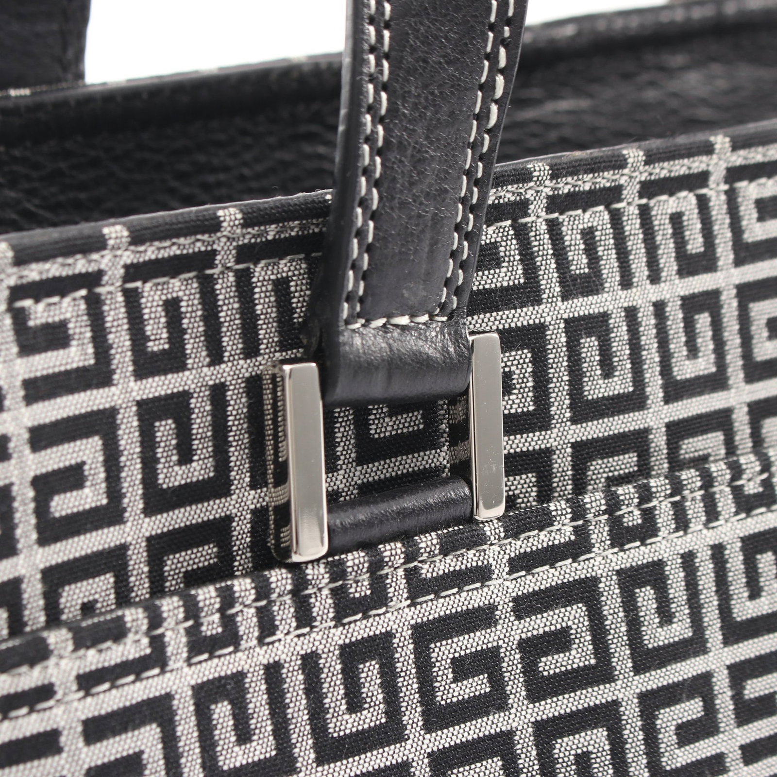 Givenchy Logo Canvas Leather Handbag - 6