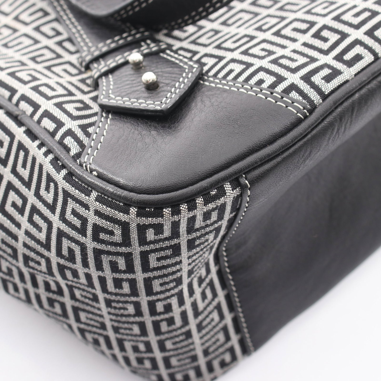 Givenchy Logo Canvas Leather Handbag - 7