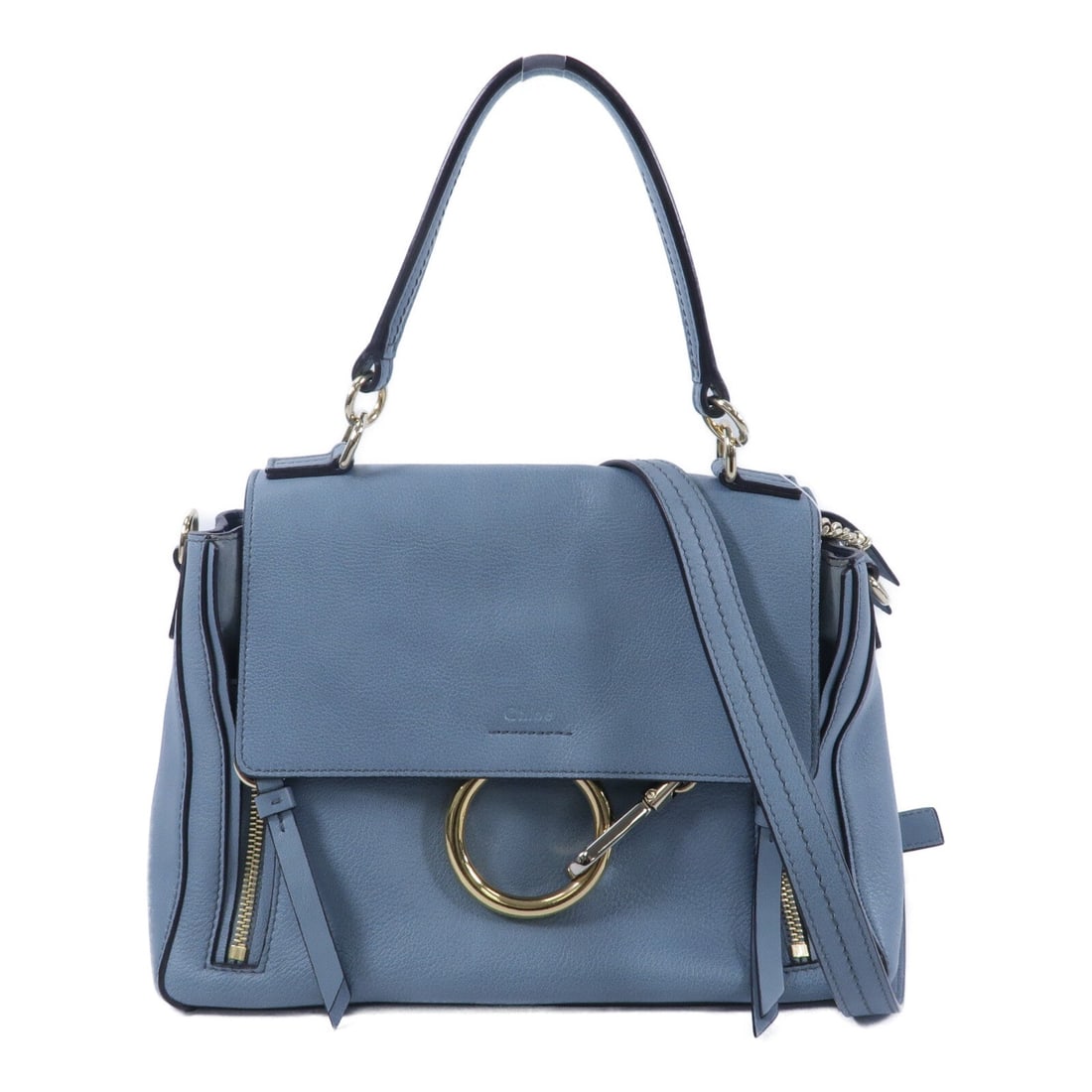 Chloe Faye 2WAY Shoulder Bag Blue: Authentic and authenticated Chloe Faye 2 Way shoulder bag in blue calfskin. Product no. 03185665-20. Approx. 28W x 20H x 10D cm with 34 cm handle and 94-110 cm strap. Includes storage bags and