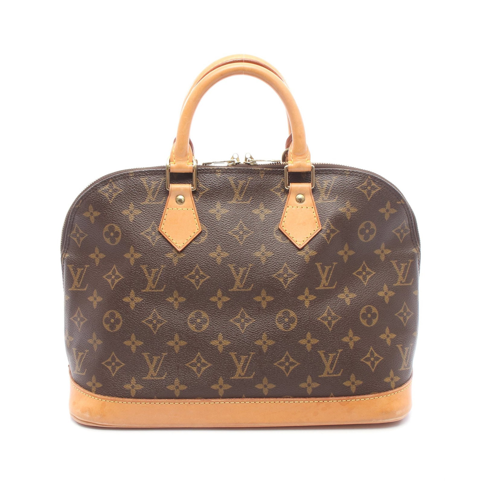 LV Alma PM Monogram Handbag Brown: Authentic and authenticated Louis Vuitton Alma PM Monogram handbag in brown PVC and leather. Model M51130, product no. BA0964. Approx. 23.5H x 32W x 16D cm with 29 cm handle.