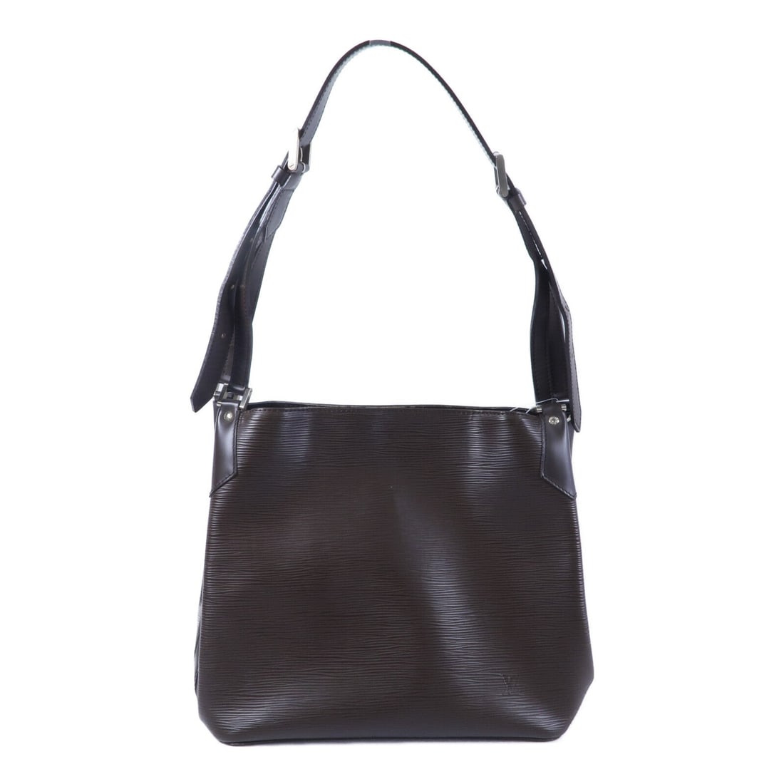 LV Mandard MM Epi Shoulder Bag: Authentic and authenticated Louis Vuitton Mandard MM shoulder bag in brown Epi calfskin. Product no. FL0025. Approx. 27W x 27H x 11D cm with 68-100 cm strap. Includes storage bags.