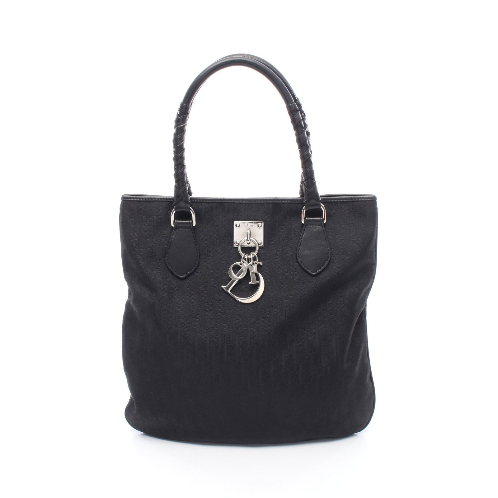 Dior Trotter Nylon Tote Black: Authentic and authenticated Christian Dior Trotter tote handbag in black nylon and leather. Approx. 32.5H x 29.5/32W x 1D cm with 44 cm handle. No accessories listed.