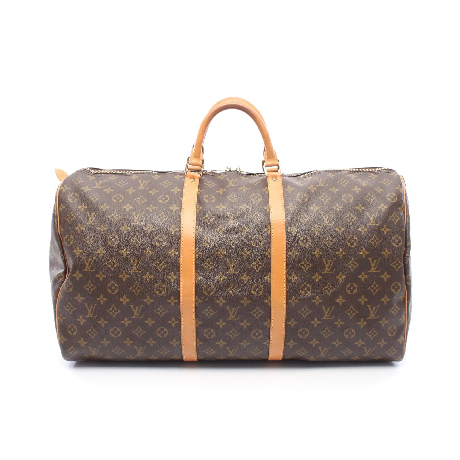 LV Keepall 60 Monogram Boston Bag: Authentic and authenticated Louis Vuitton Keepall 60 Monogram Boston bag in brown PVC and leather. Model M41422, product no. VI1913. Approx. 33H x 60W x 26D cm with 38 cm handle.