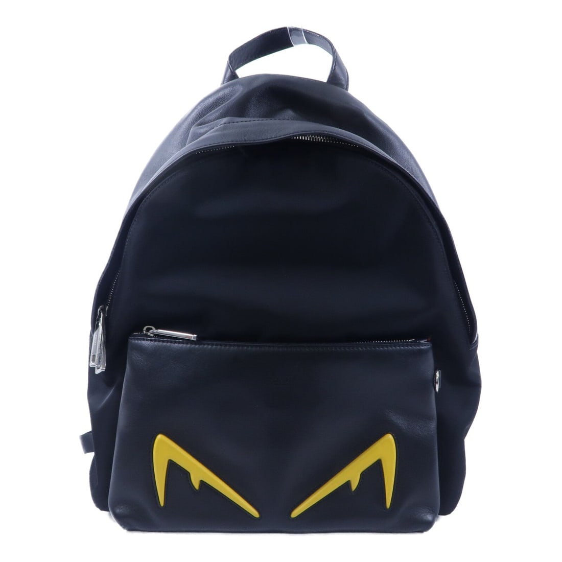 Fendi Calfskin Nylon Backpack Black: Authentic and authenticated Fendi backpack rucksack in black calfskin and nylon. Product no. 12085-199. Approx. 31W x 34H x 12D cm with 20 cm handle and 54-92 cm straps. No accessories listed.