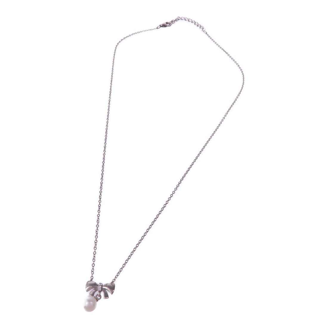 Pearl Diamond Necklace Silver - 3