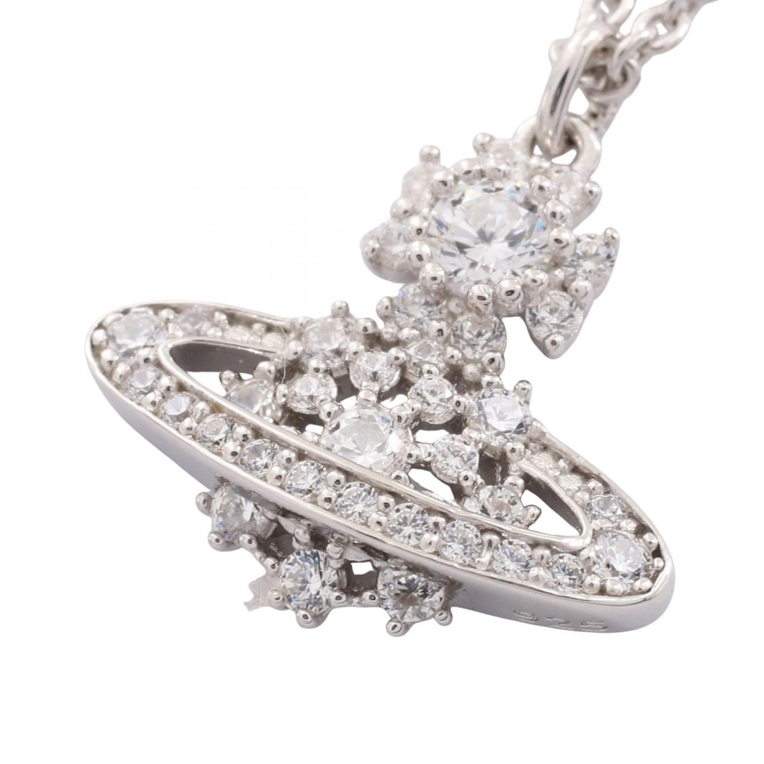 Vivienne Orb 925 Silver Necklace: Orb necklace in 925 silver with clear rhinestones.