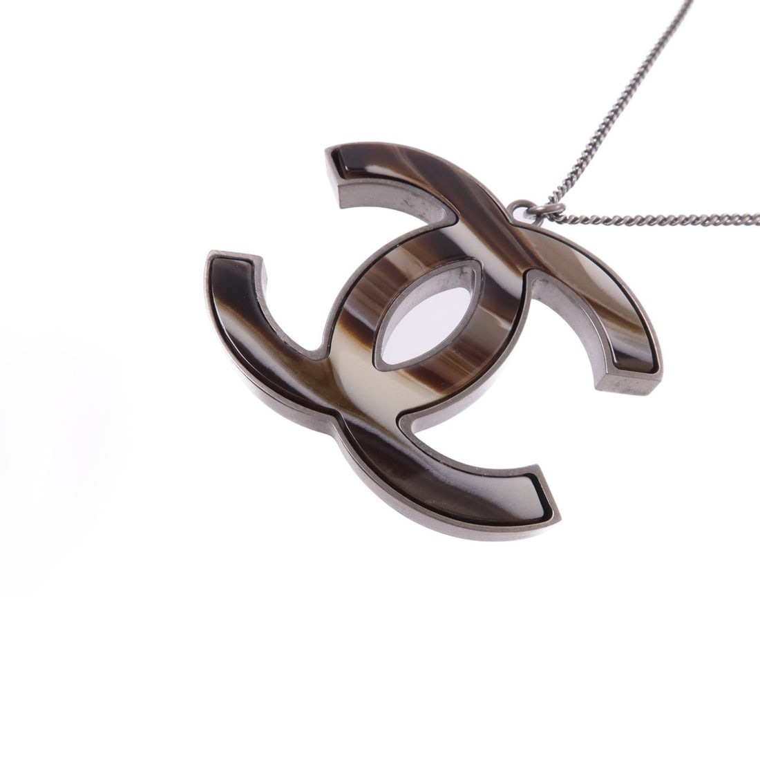 Chanel CC Resin Silver Brown - 3