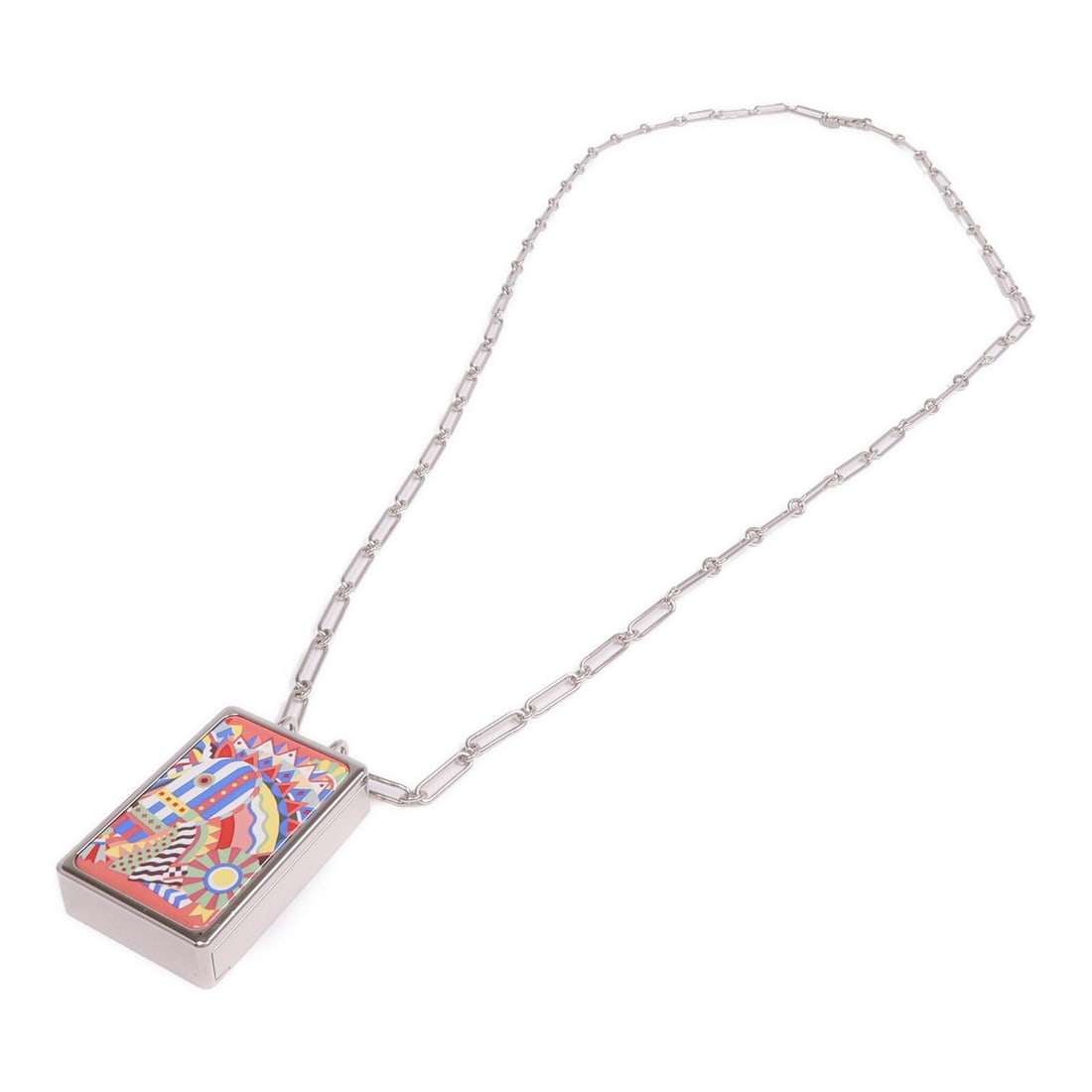 Hermes Locket Necklace Silver - 4