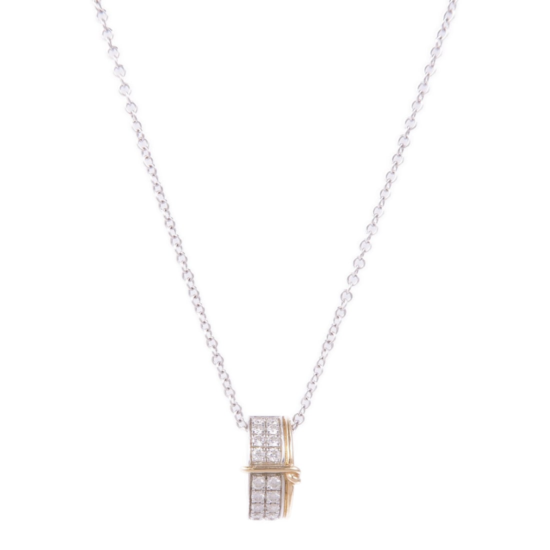 Diamond Necklace White Pink Gold: Diamond necklace in 18K white gold and pink gold.