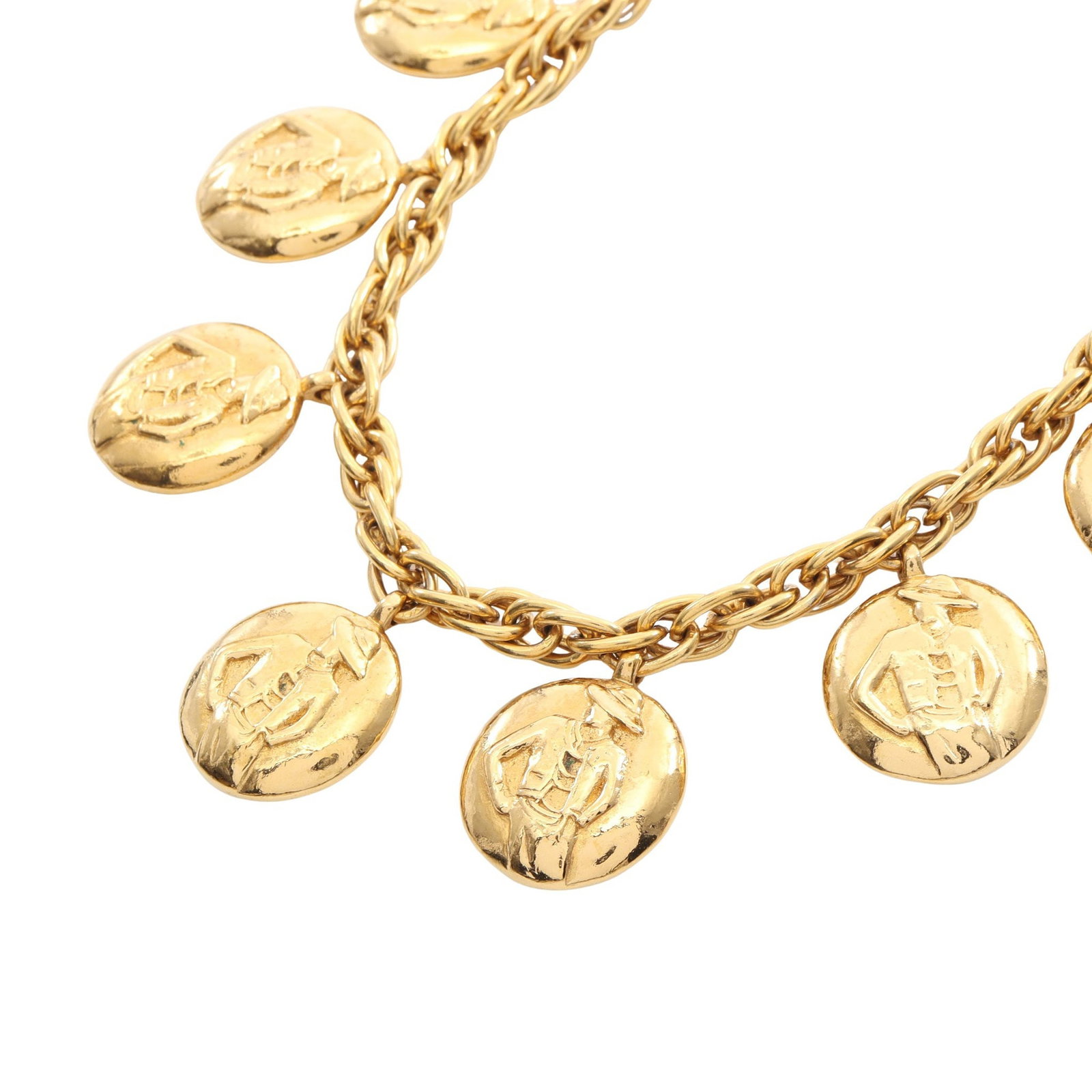 Chanel Mademoiselle Vintage Necklace: Mademoiselle necklace in gold plated finish.