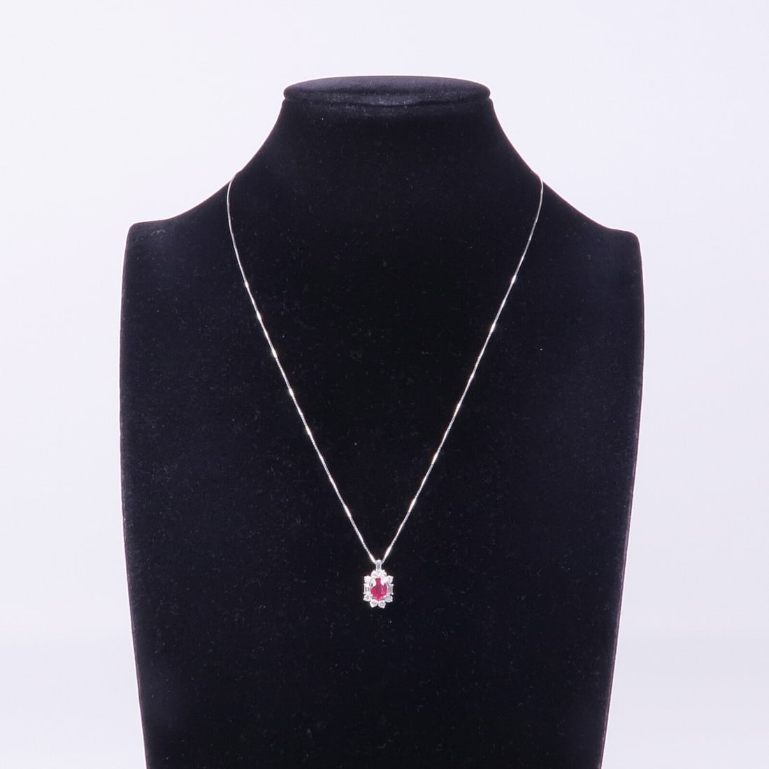 Ruby Diamond Necklace 18K White Gold - 8