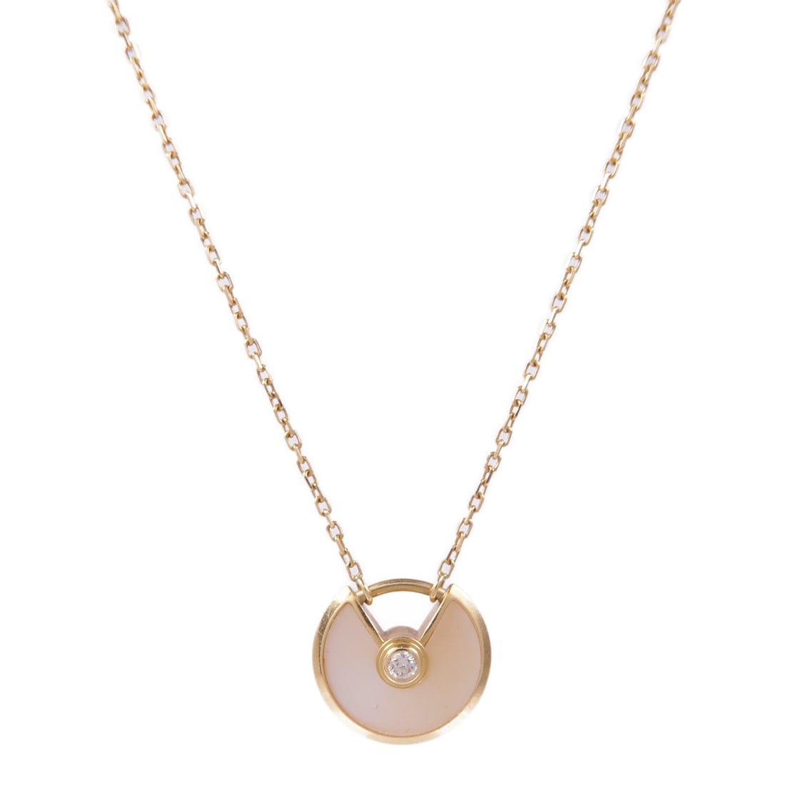 Cartier Amulette Diamond MOP: Amulette De diamond necklace in 18K yellow gold and mother of pearl.