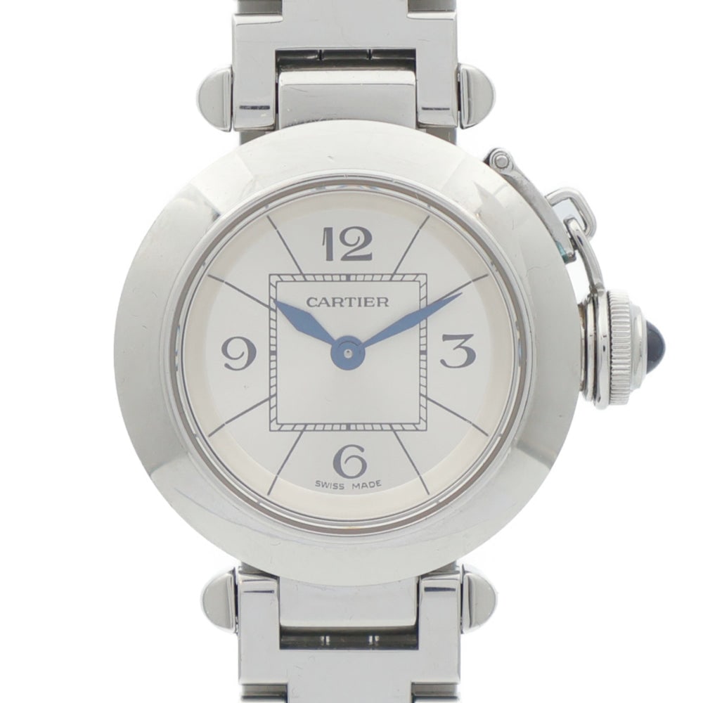 Hermes Heure H HH1.210 Quartz White: Quartz Heure H HH1.210 in stainless steel with leather belt and white dial. Case 30.01x24.75mm, wrist 13-16cm, band 12-15mm. Includes storage box and guarantee.