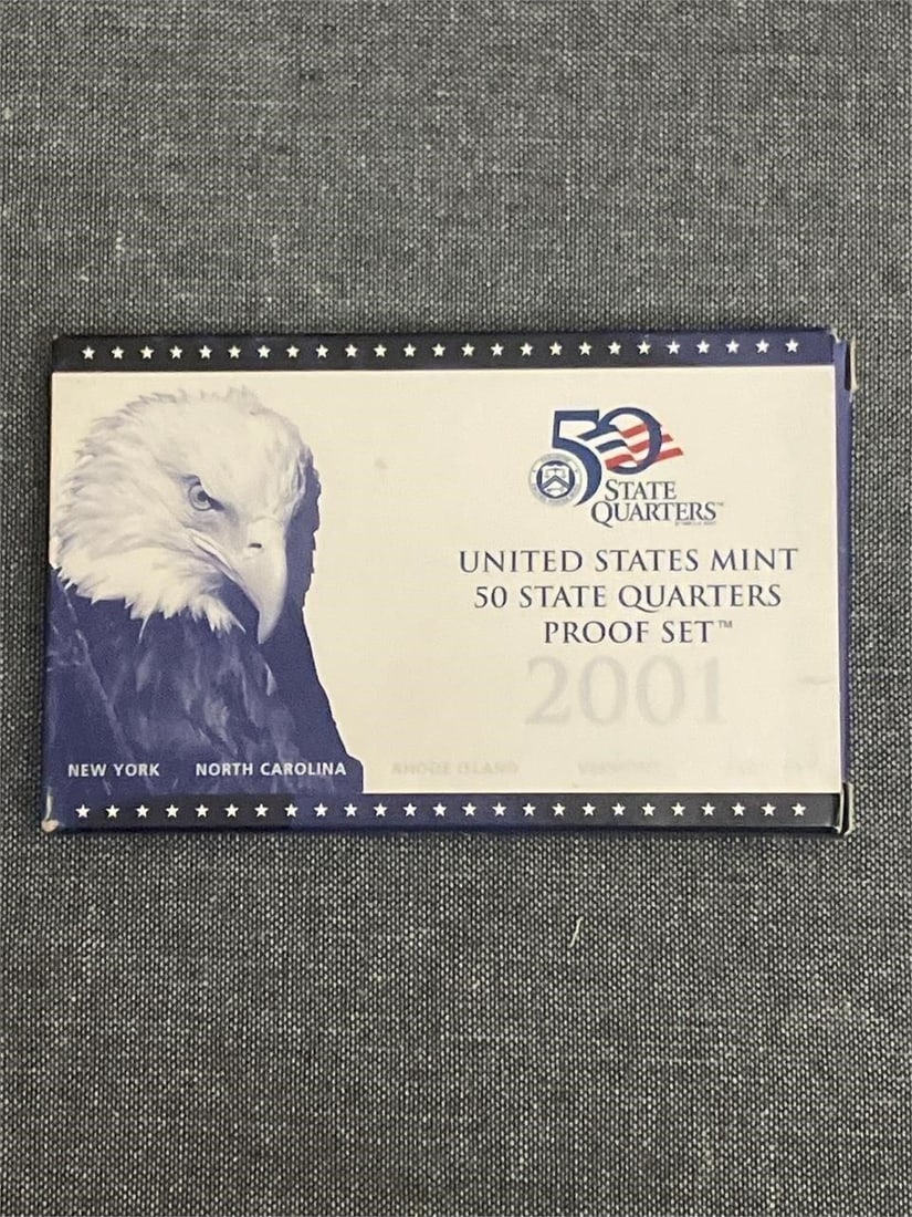(4) 2001-S US Mint 50 State Quarters Proof Set: This item is authenticated and verified by a trusted third-party service. Each item is accompanied by a Letter of Authenticity, provided at no additional cost, giving you complete confidence in the