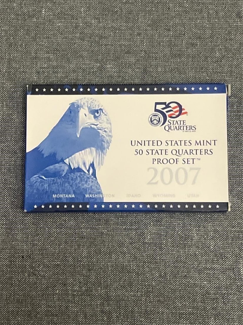 (7) 2007-S US Mint 50 State Quarters Proof Set: This item is authenticated and verified by a trusted third-party service. Each item is accompanied by a Letter of Authenticity, provided at no additional cost, giving you complete confidence in the
