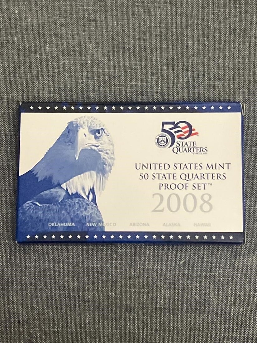 (5) 2008-S US Mint 50 State Quarters Proof Set: This item is authenticated and verified by a trusted third-party service. Each item is accompanied by a Letter of Authenticity, provided at no additional cost, giving you complete confidence in the in