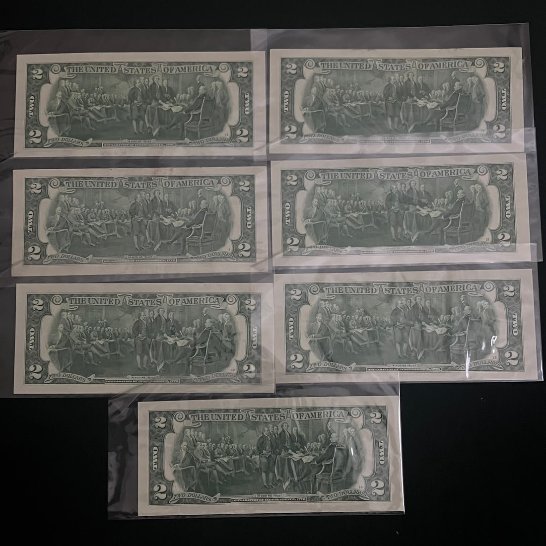 7 - Uncirculated $2 Notes w/ Collectable Serial Numbers - 2