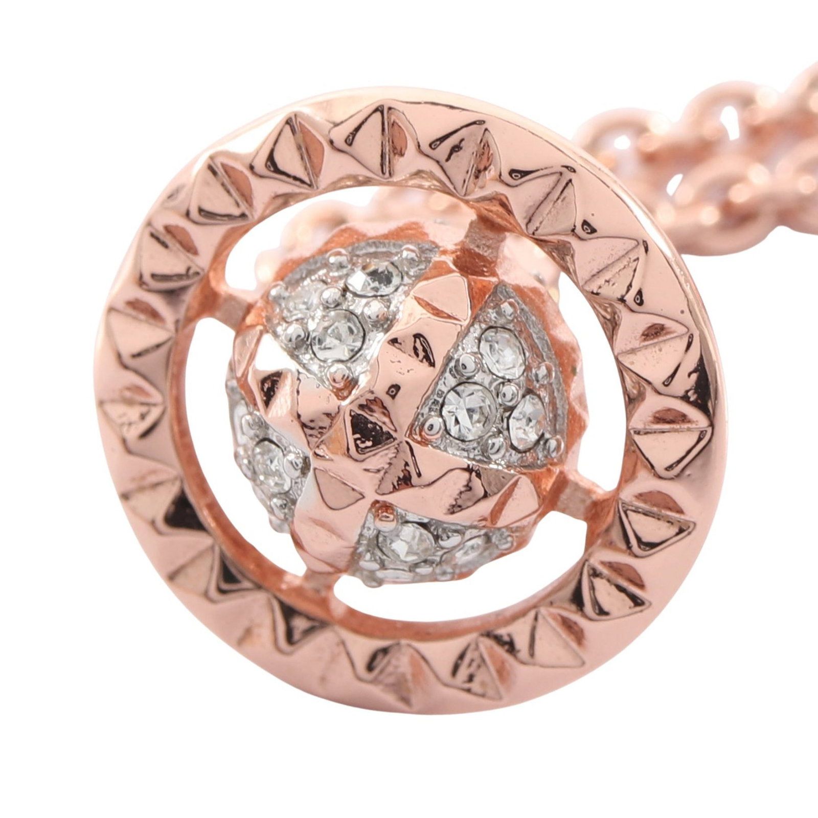 Vivienne Westwood Kika Orb Necklace: Pink gold KIKA ORB necklace in gold plated metal with rhinestone; length 44-47.5cm; charm 1.3 x 1.5cm; width 0.2cm.