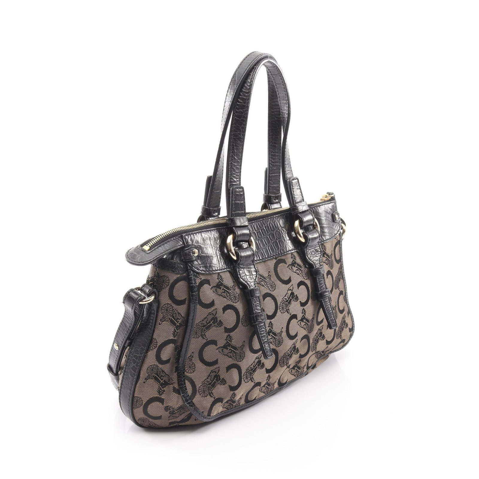 Celine C Macadam 2Way Beige Black - 2