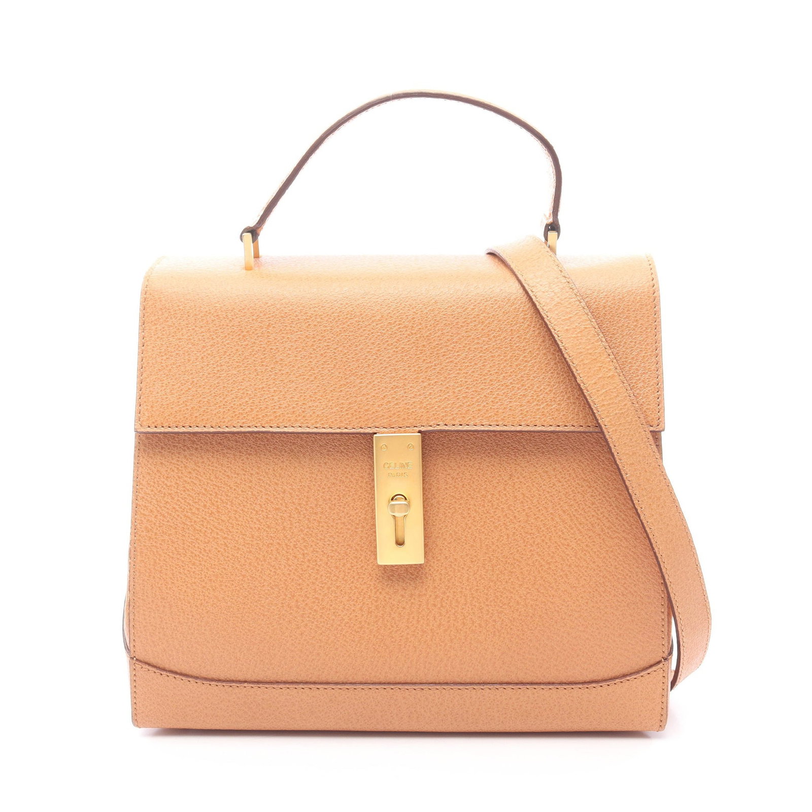 Celine Turn Lock Top Handle 2Way Brown (1 of 11)