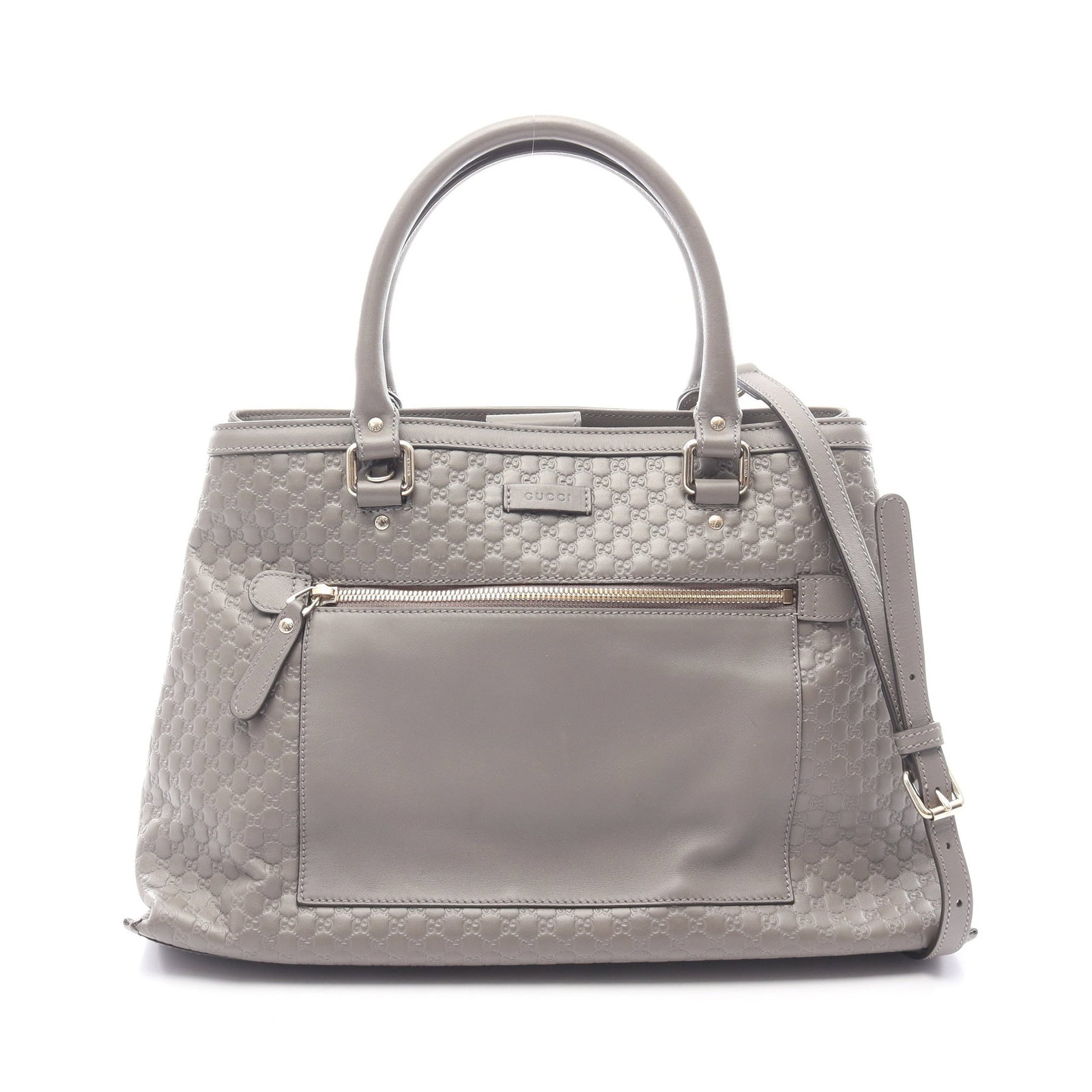 Gucci Micro GG Guccissima 2Way Gray: Gray Micro GG Guccissima 2WAY handbag in leather, model 510291. Accessories: shoulder strap. Size: H25.5 x W29-39 x D15 cm; handle 42 cm; strap 102-112 cm.