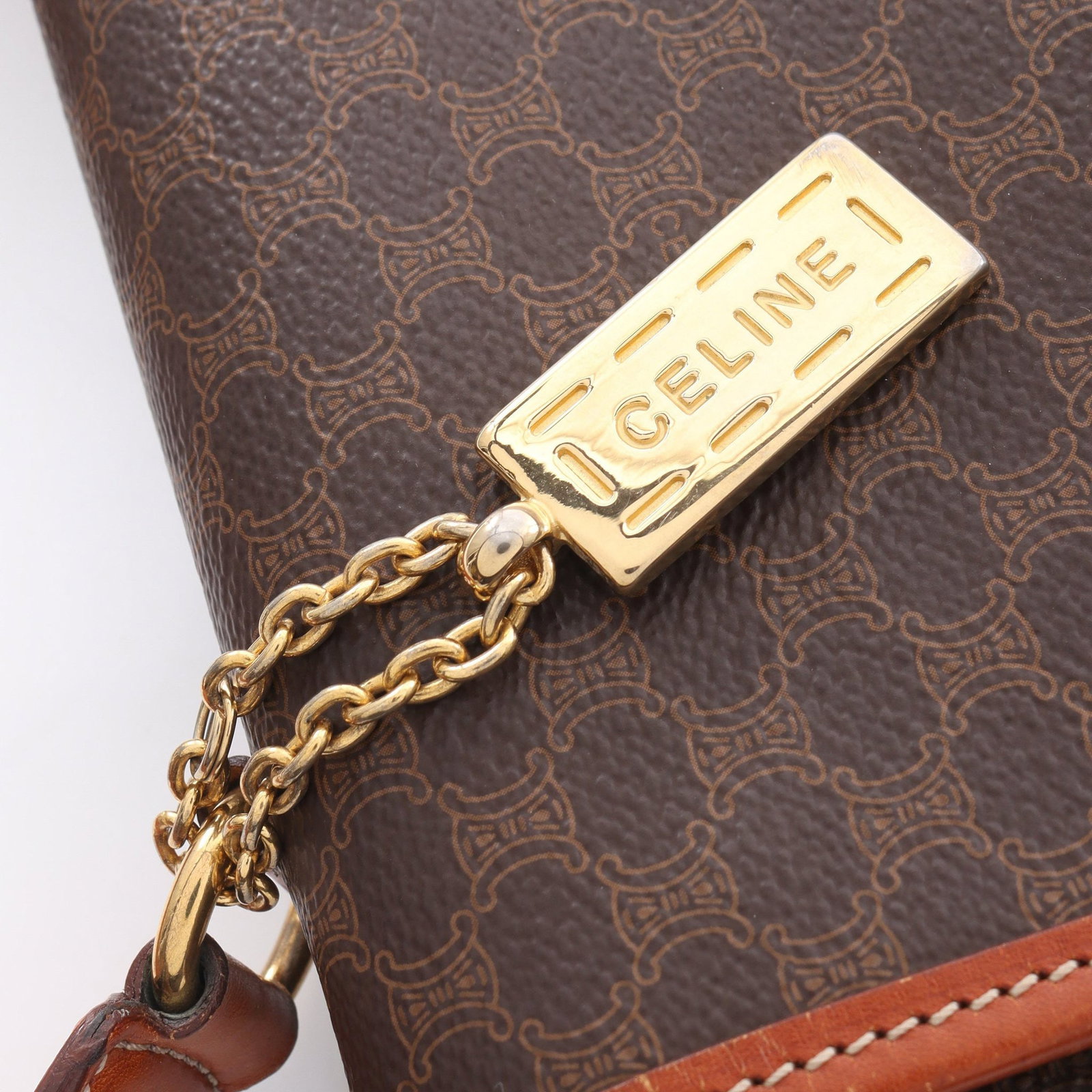 Celine Macadam Charm Handbag Brown - 14