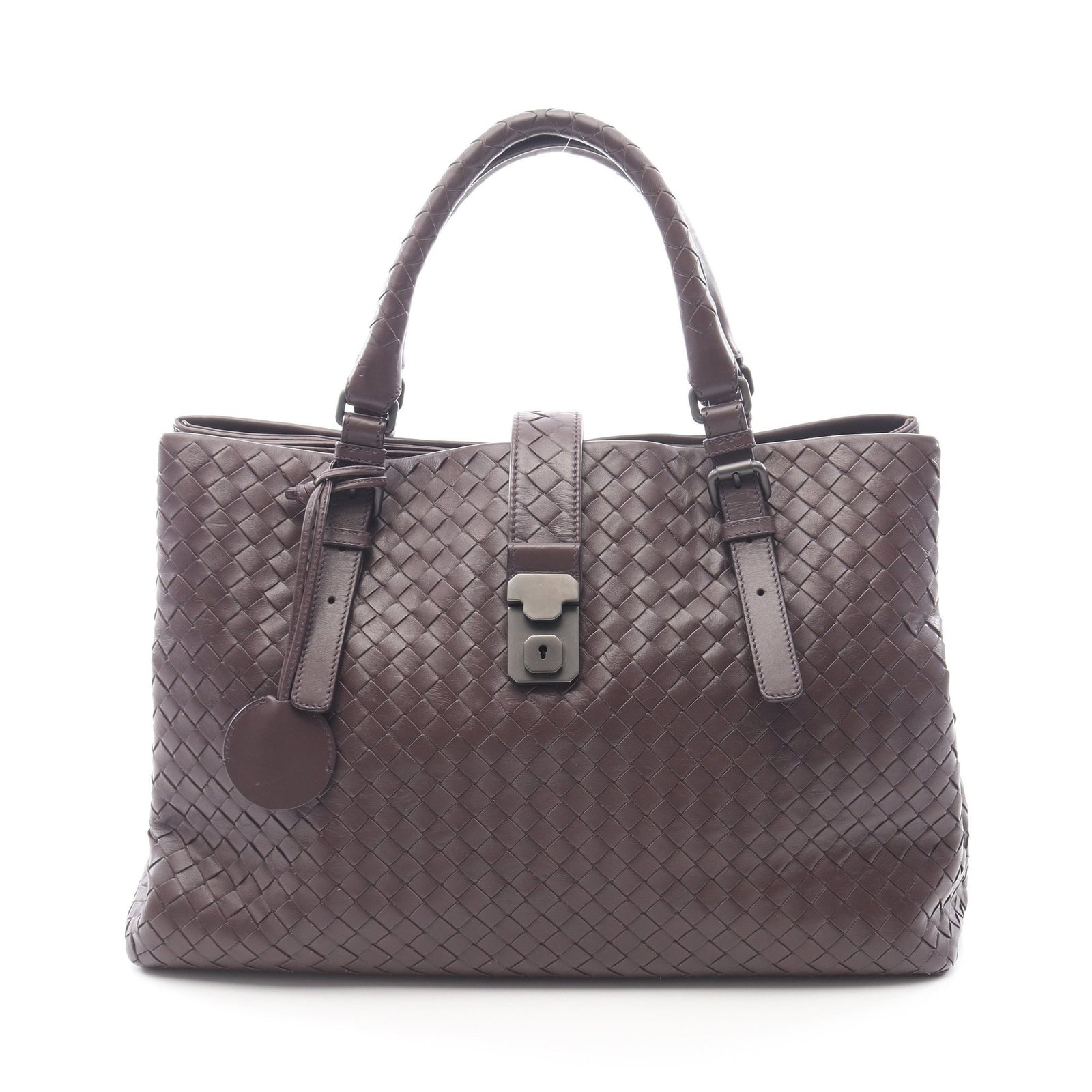 Bottega Veneta Roman Medium Intrecciato: Dark brown Intrecciato Roman Bag Medium handbag in leather, model 171265. Accessories: key crochet. Size: H23.5 x W34.5-37 x D19 cm; handle 42-52 cm.