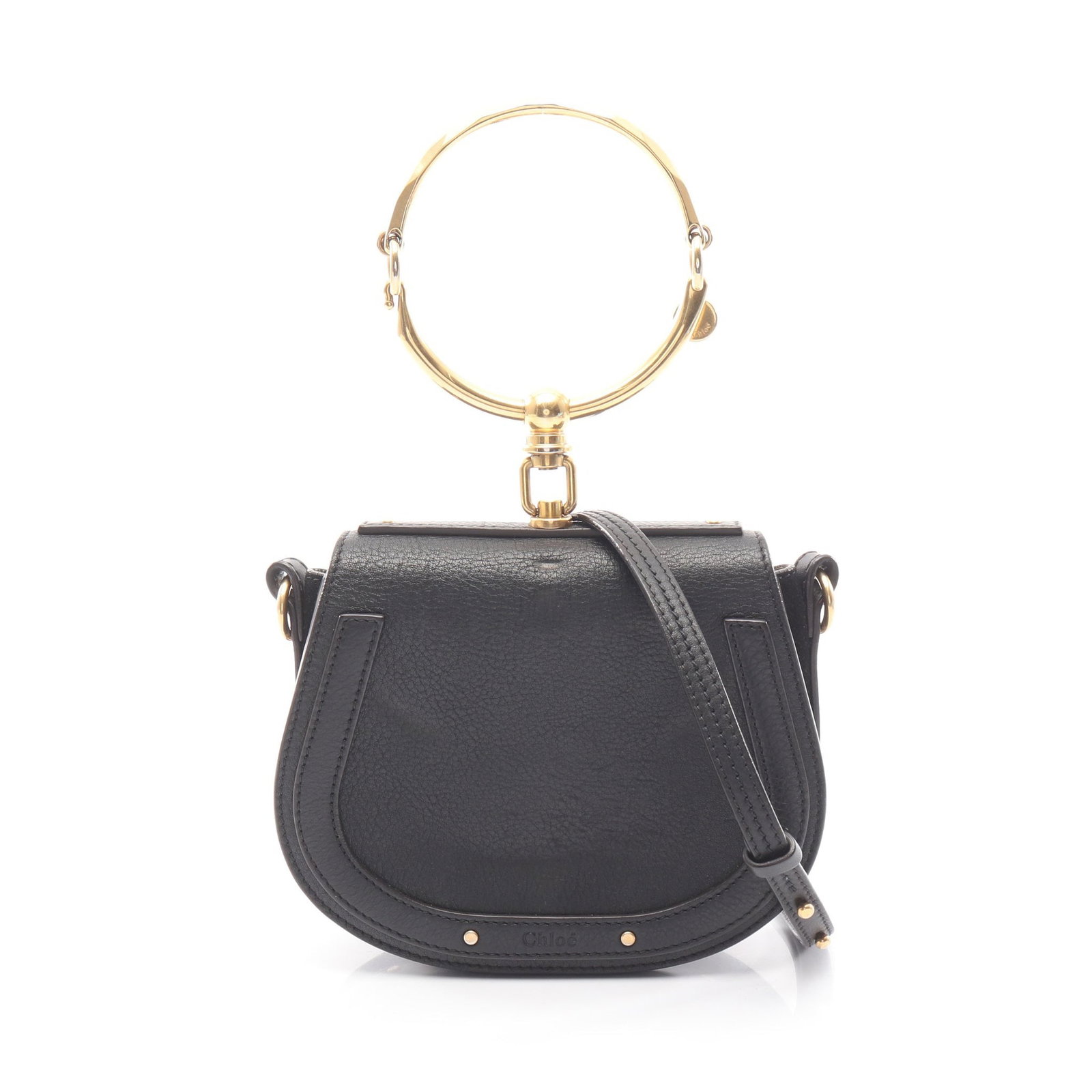Chloe Nil Small Bracelet 2Way Black: Black Nil Small Bracelet 2WAY handbag in leather, model CHC17US301HEU. Accessories: shoulder strap. Size: H15.5 x W14.5 x D6 cm; handle 33 cm; strap 108-123 cm.