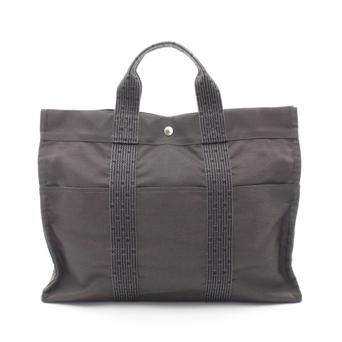 Hermes Yale Line MM Tote Dark Gray: Dark gray Yale Line MM tote handbag in nylon canvas with silver hardware. Size: H31 x W41-42 x D10 cm; handle 29 cm.
