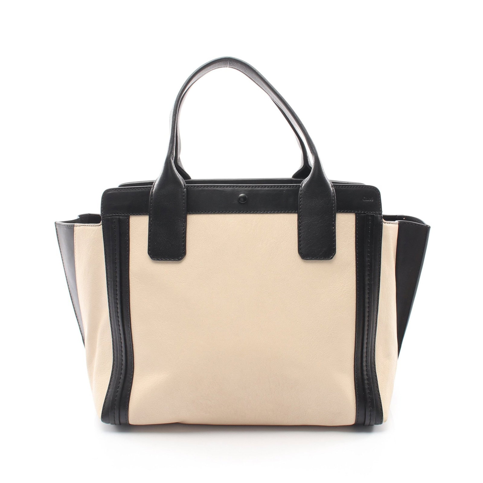 Chloe Allison Tote Beige Black: Beige black Allison handbag tote in leather. Size: H25 x W46-30 x D19 cm; handle 35 cm.