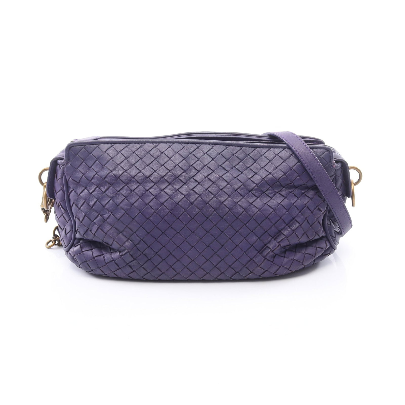 Bottega Veneta Intrecciato Purple: Purple Intrecciato shoulder bag in leather, model 192661. Size: H13 x W29 x D8.5 cm; strap 112 cm.