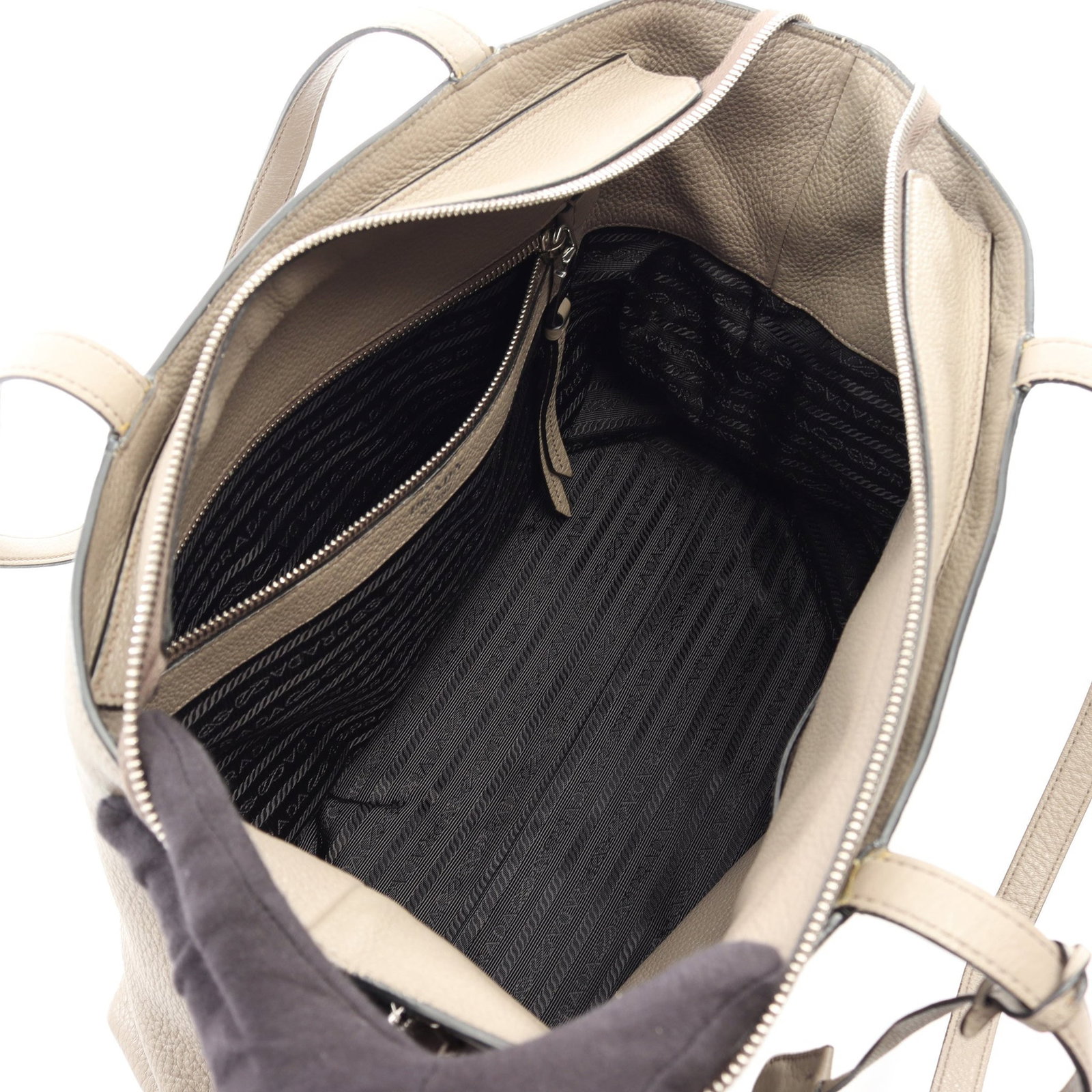 Prada Vitello Phenix Tote Gray Beige - 3