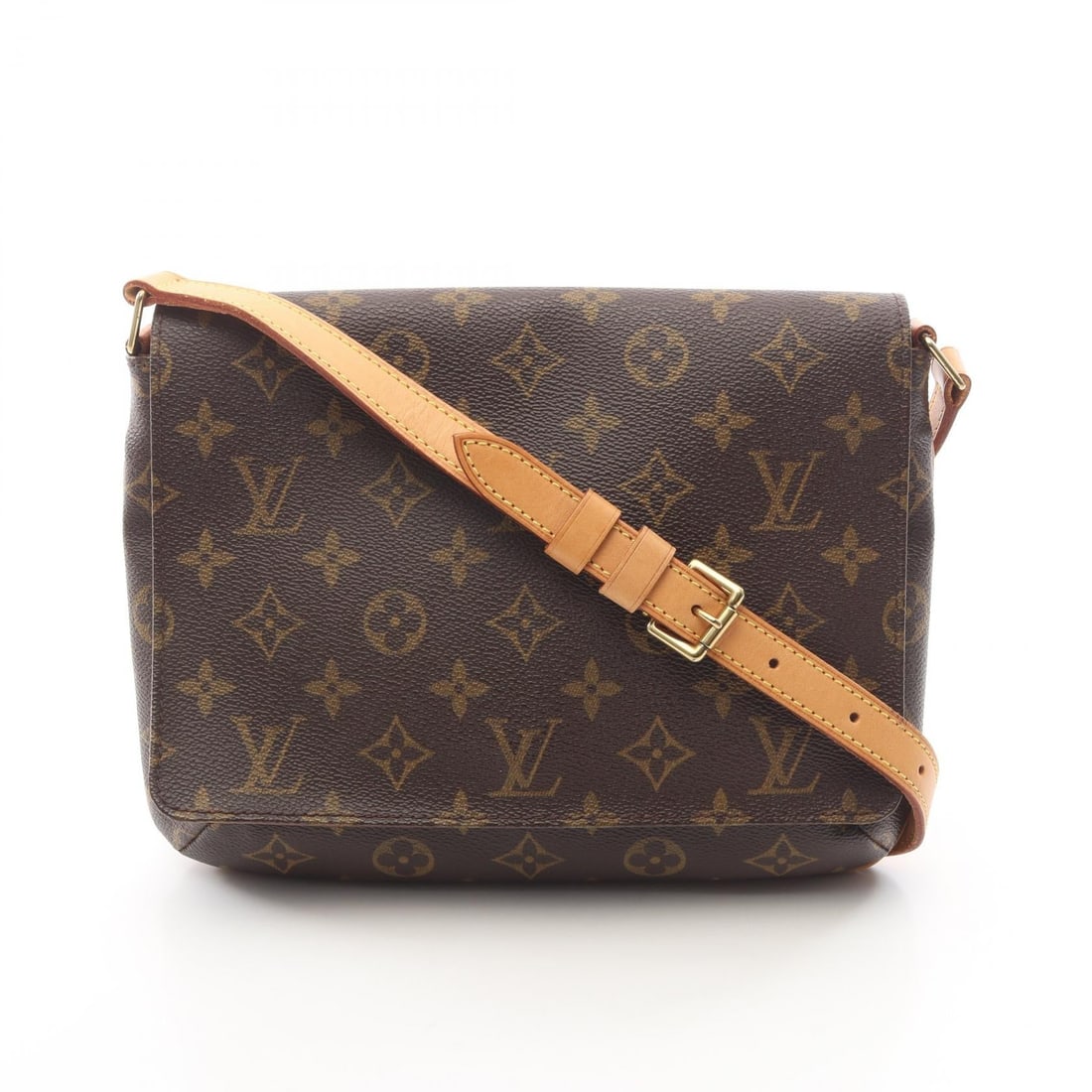 Louis Vuitton Musette Tango Short Monogram: Brown Monogram shoulder bag in PVC and leather, model M51257. Product no.: SP0012. Size: H20 x W24-25 x D6 cm; strap 64-76 cm, max drop 32 cm.