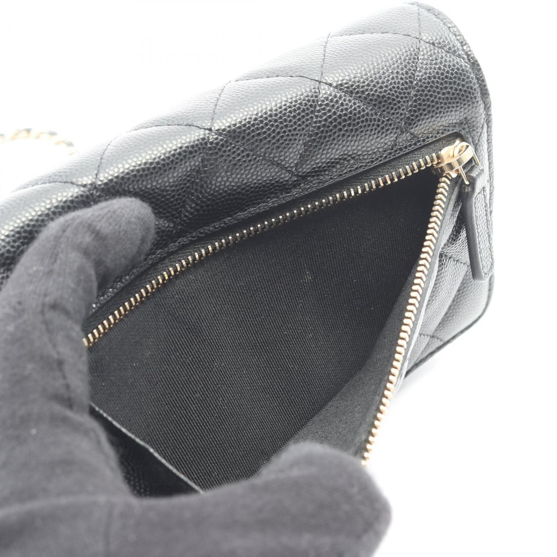 Chanel Mini Chain Wallet Caviar Black - 10