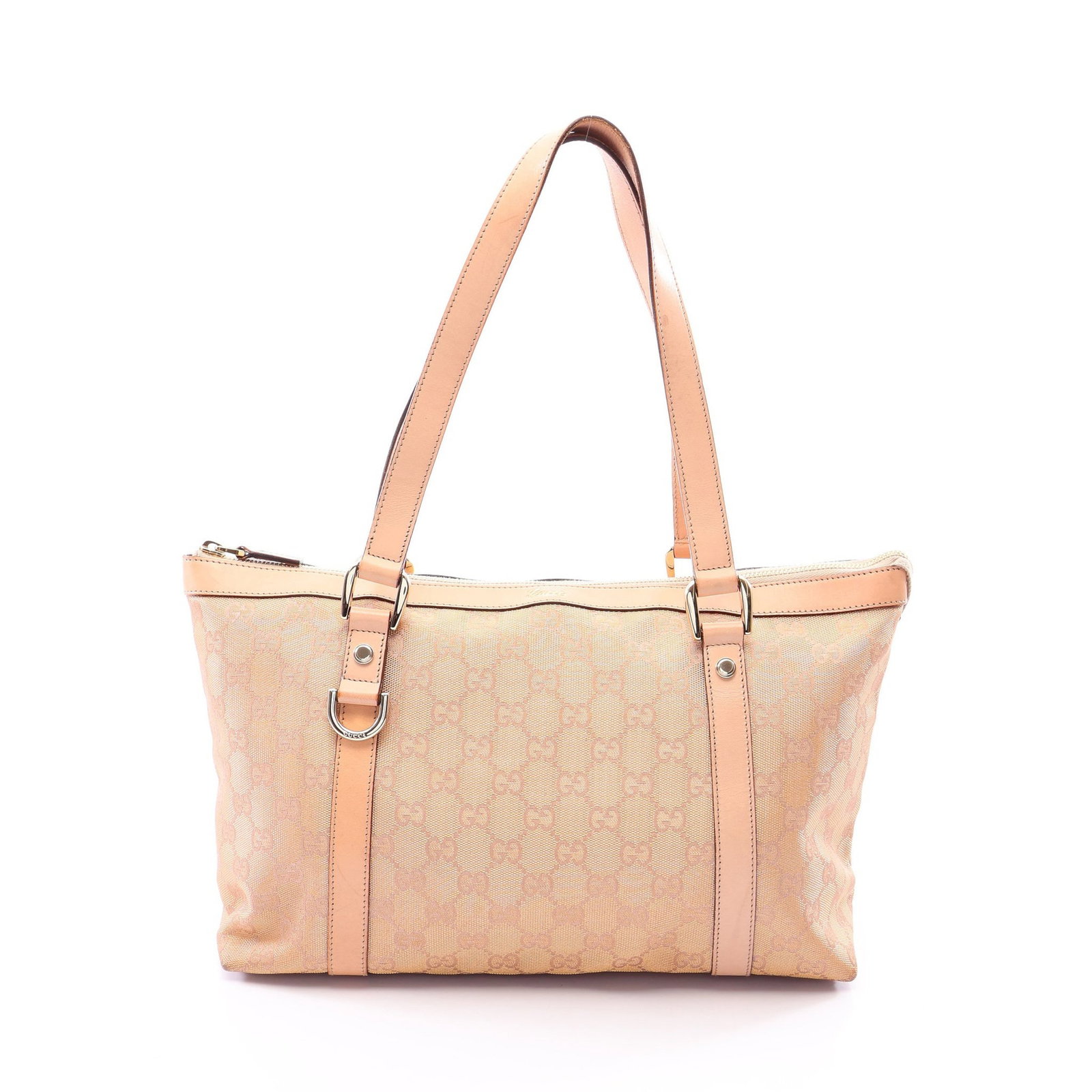 Gucci Abby GG Canvas Tote Pink Beige: Pink beige Abby GG canvas shoulder tote in canvas and leather, model 141470. Size: H22 x W37-31 x D12 cm; strap 53 cm.