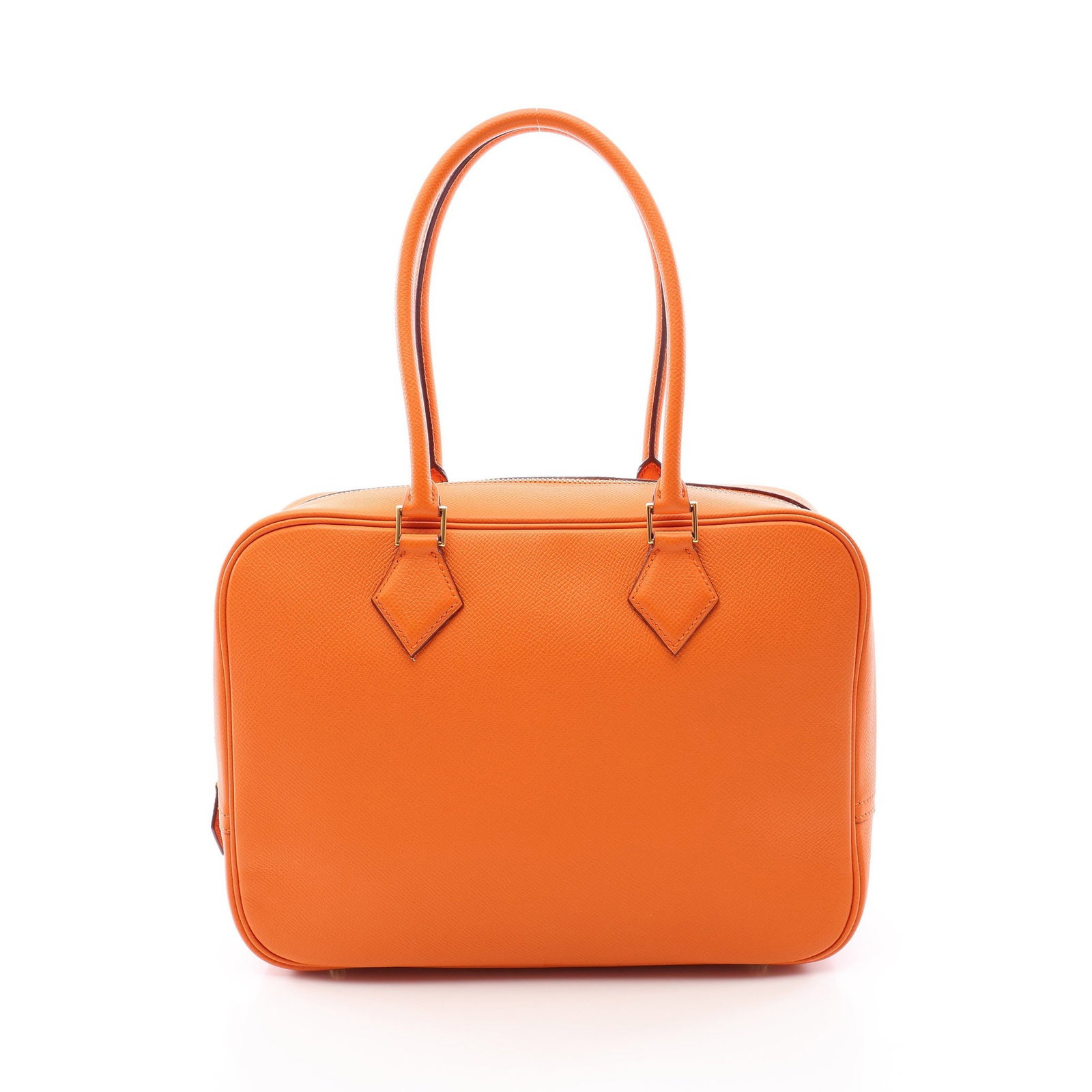 Hermes Plume 28 Epsom Orange GHW: Orange Plume 28 handbag in Veau Epsom with gold hardware. Product no.: ?J stamp (manufactured around 2006). Size: H20 x W28 x D10 cm; handle 45 cm.
