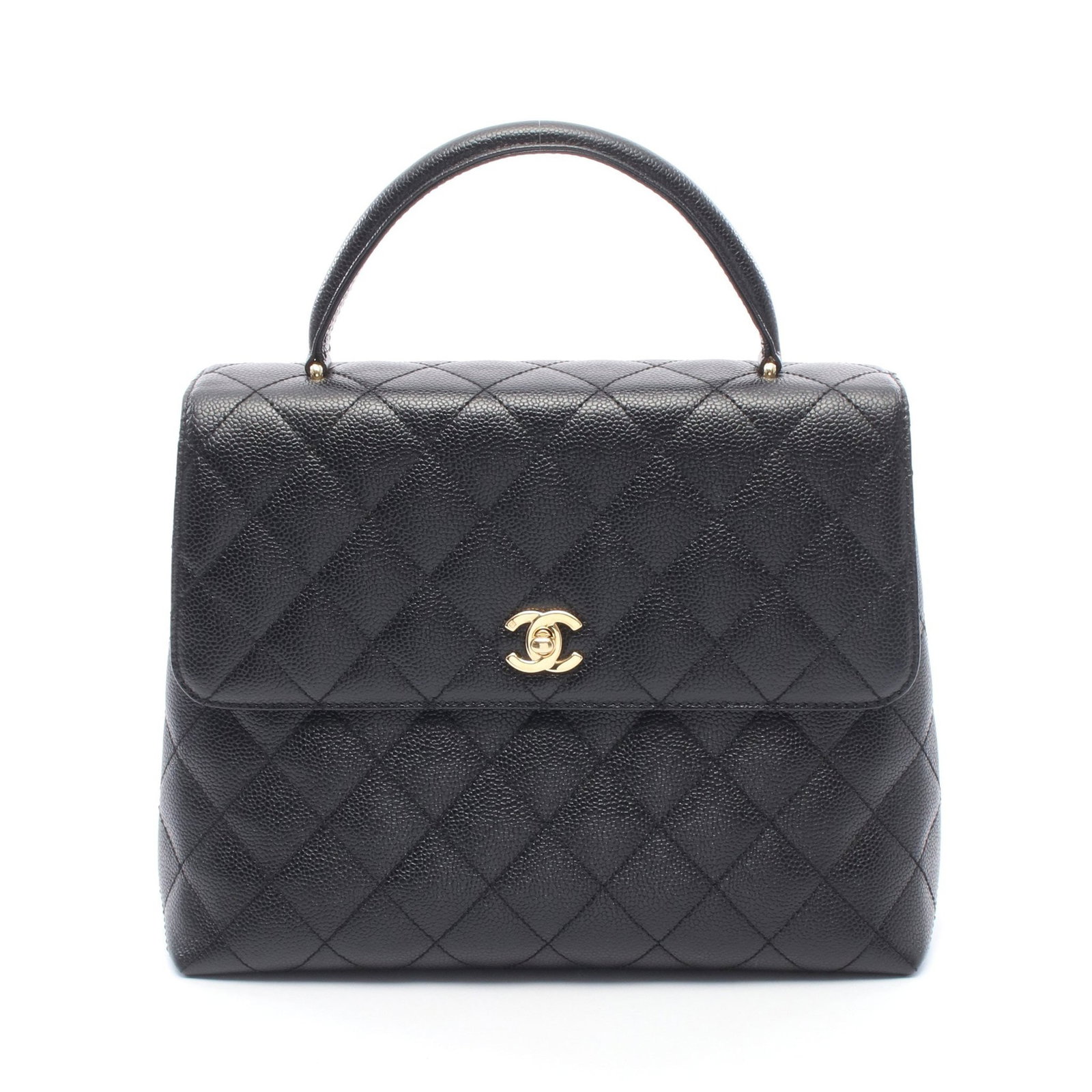 Chanel Matelasse Handbag Caviar Black GHW: Black Matelasse handbag in caviar skin with gold hardware, model A12397. Accessories: serial seal, boutique seal, guarantee card. Serial: 808****. Size: H23 x W27-29 x D11 cm; handle 30 cm.