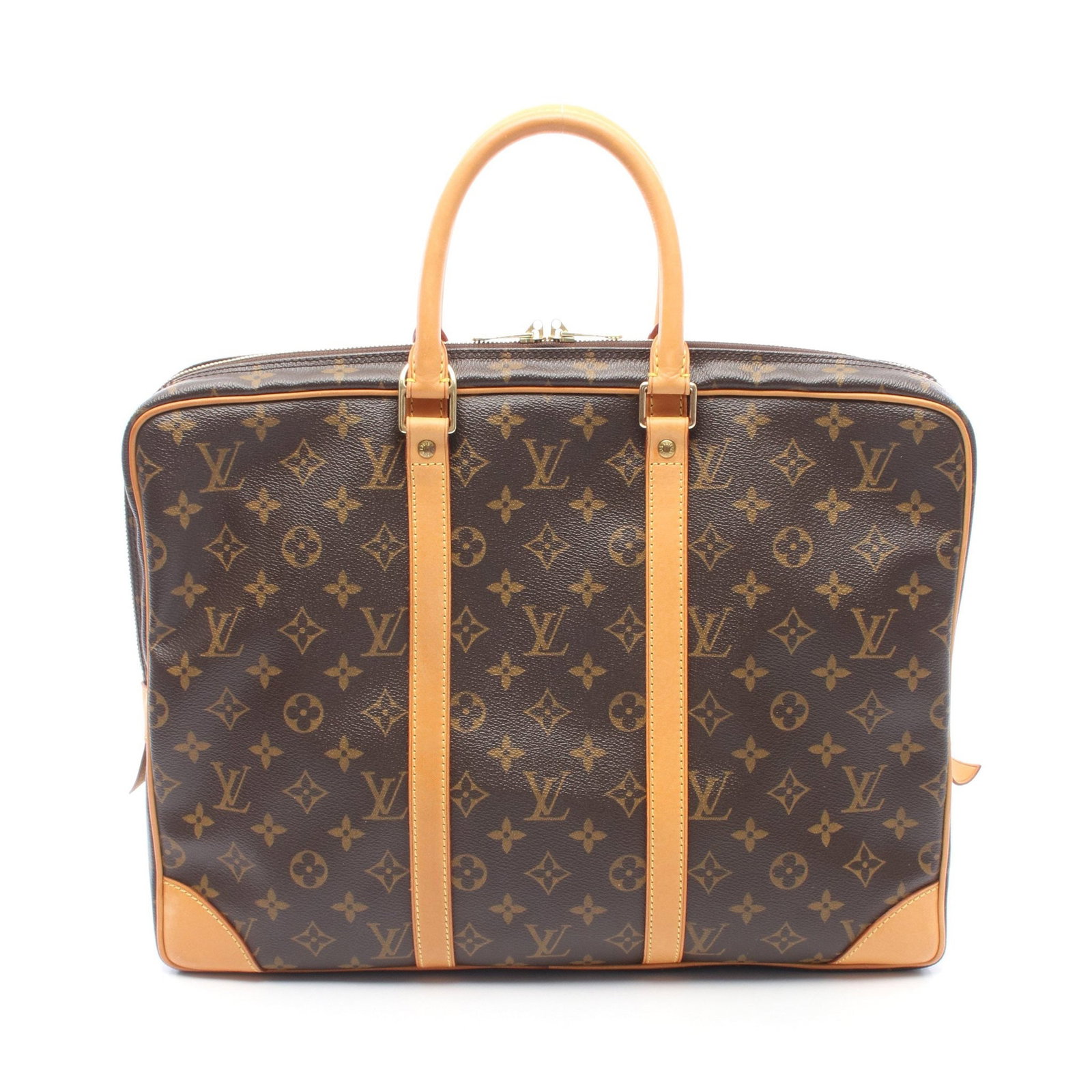 Louis Vuitton Porte Documents Voyage: Brown Monogram briefcase business bag in PVC and leather, model M53361. Product no.: BA1039. Size: H30 x W40-40.5 x D6 cm; handle 36 cm.