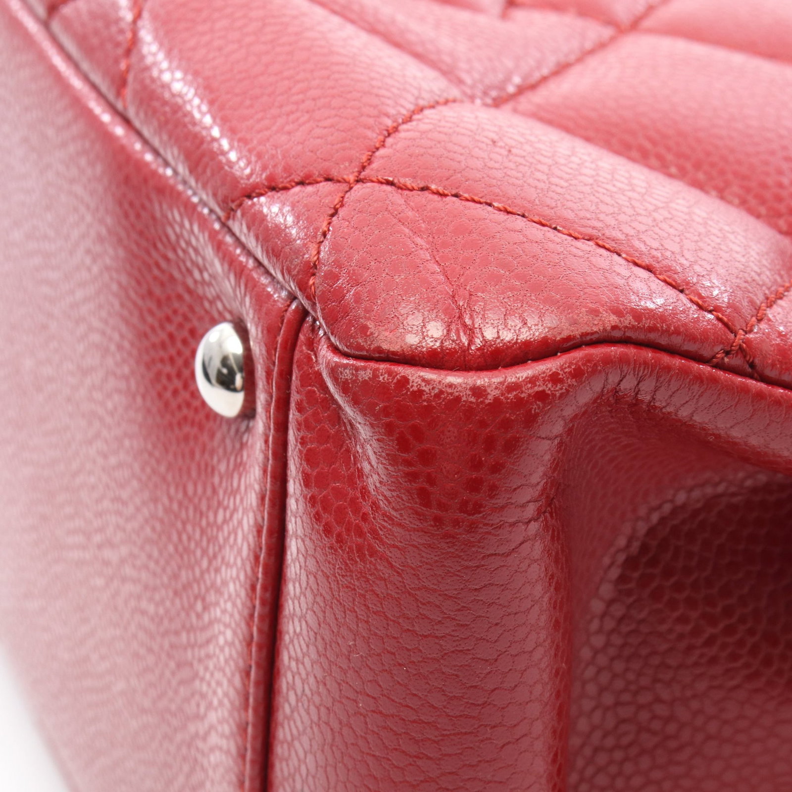 Chanel Coco Mark Chain Tote Caviar Red - 9
