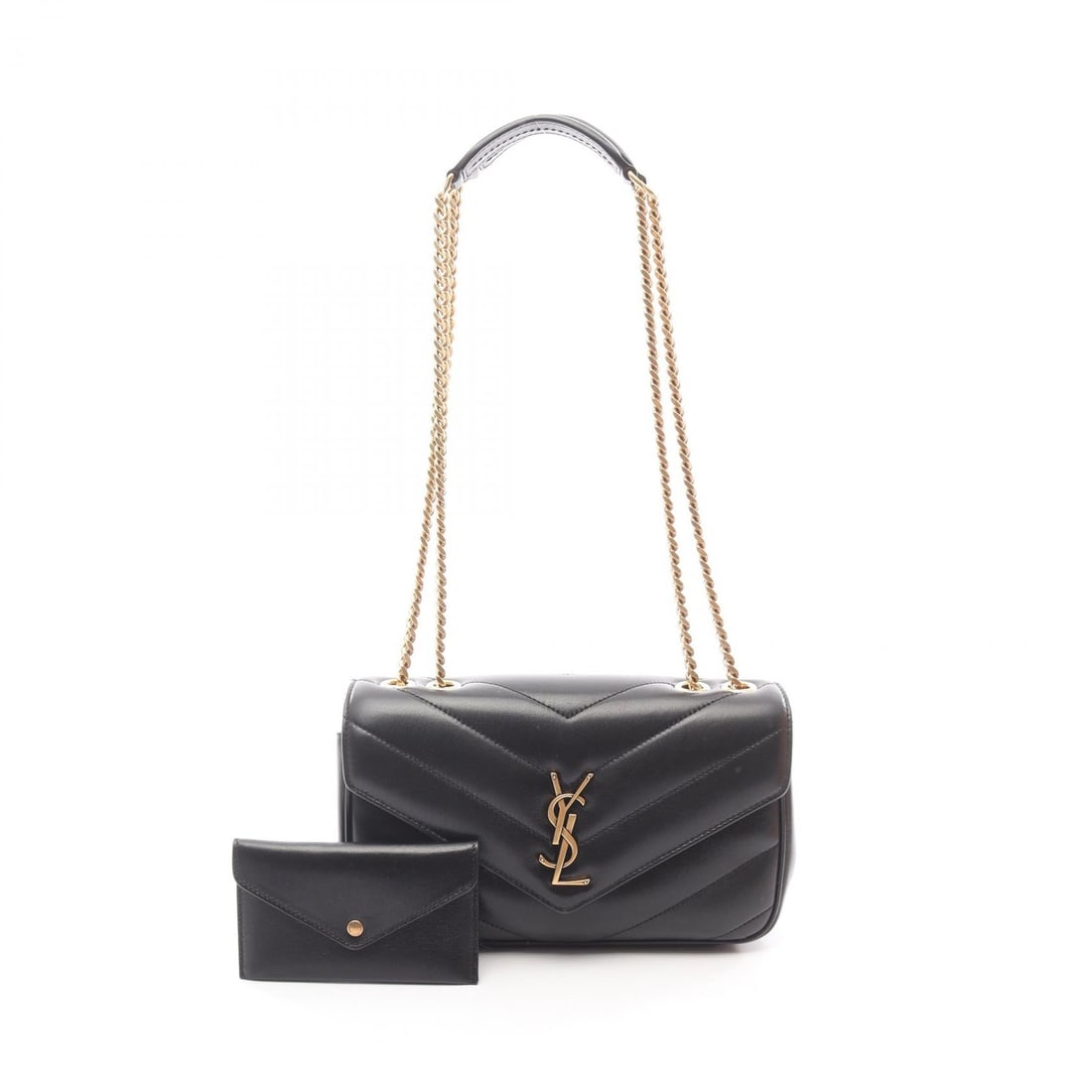 Saint Laurent Loulou Small Black: Black LOULOU Small shoulder bag in leather. Accessories: storage bags, pouch. Size: W23 x H15 x D6 cm. Size note: -.