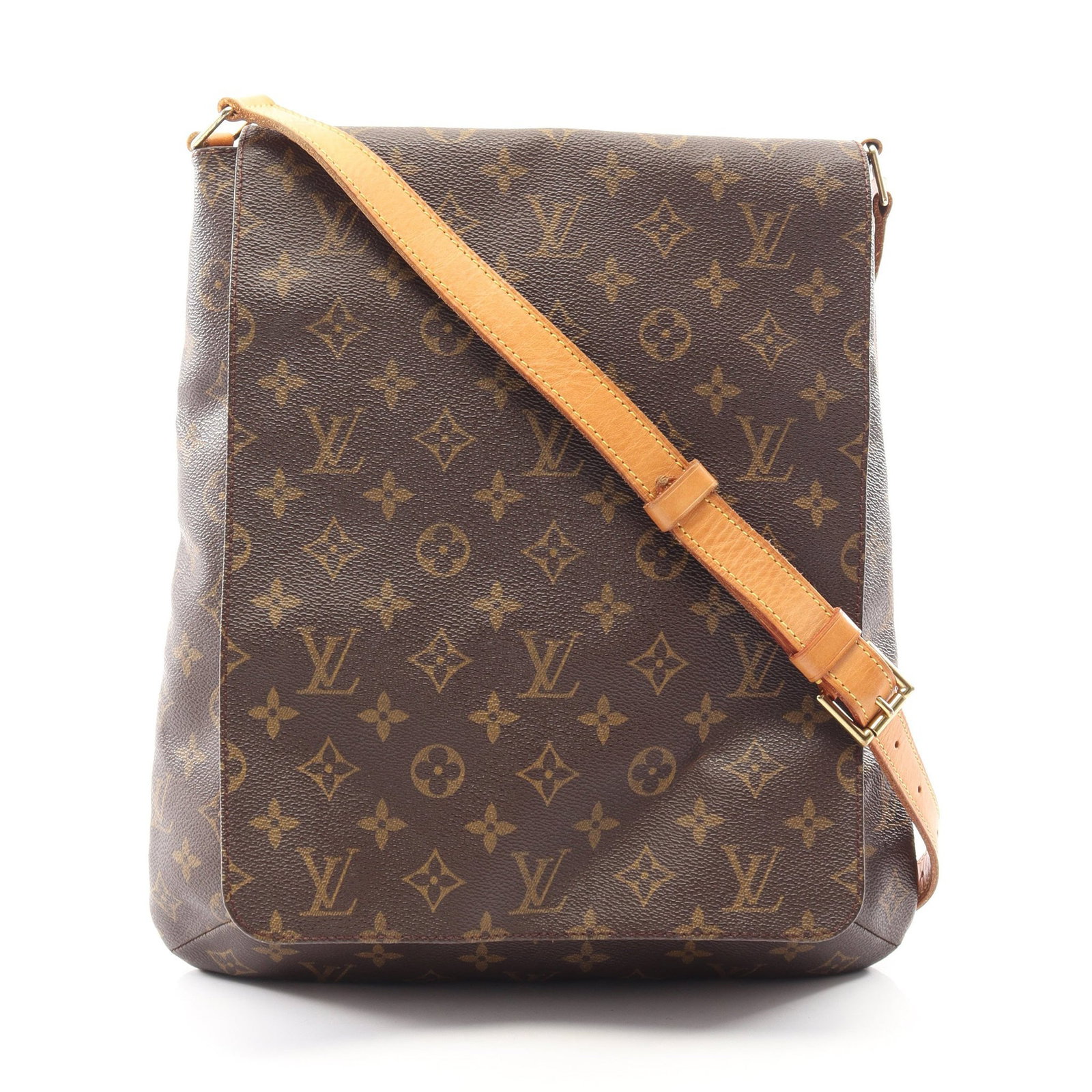 Louis Vuitton Musette Monogram Brown: Brown Monogram shoulder bag in PVC and leather, model M51256. Product no.: SL1001. Size: H35 x W25-31 x D9 cm; strap 86-110 cm.