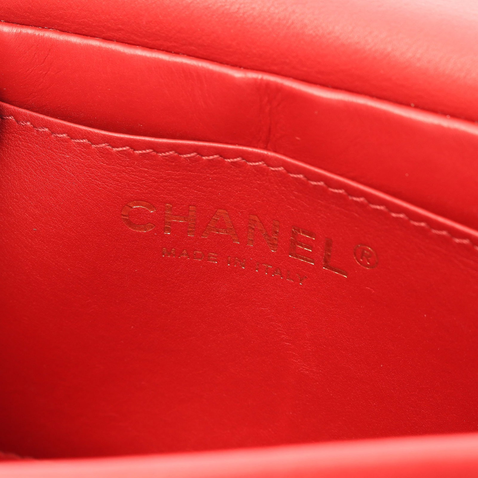 Chanel Mini Chain Lamb Red GHW - 4