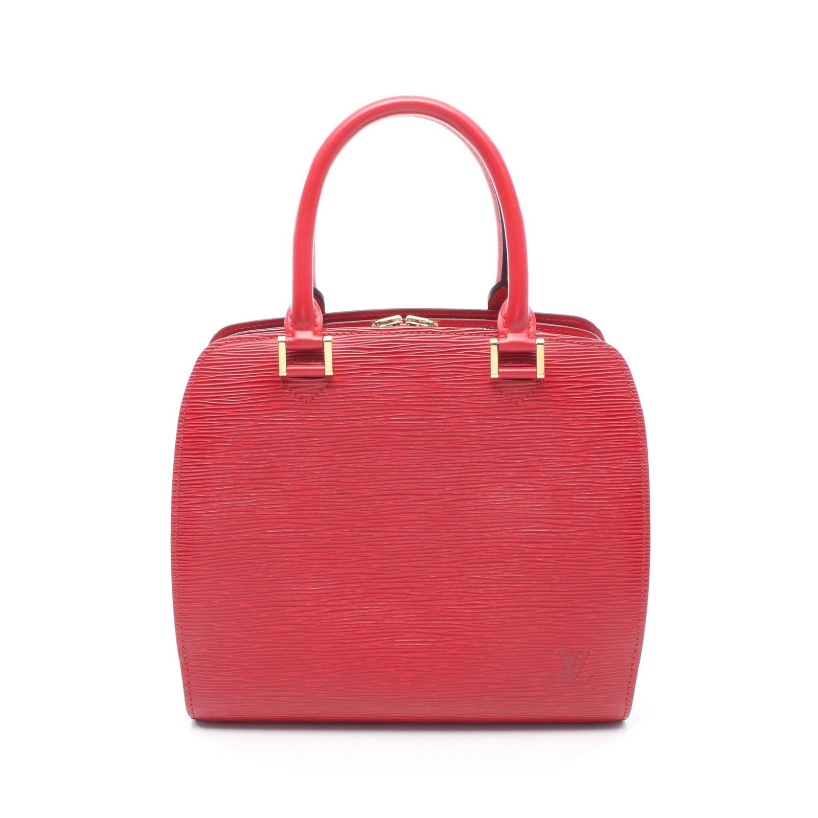 Louis Vuitton Pont Neuf Epi Red: Red Pont Neuf Epi Castilian Red handbag in leather, model M52057. Product no.: MI0948. Size: H23 x W23-24.5 x D10 cm; handle 36 cm.