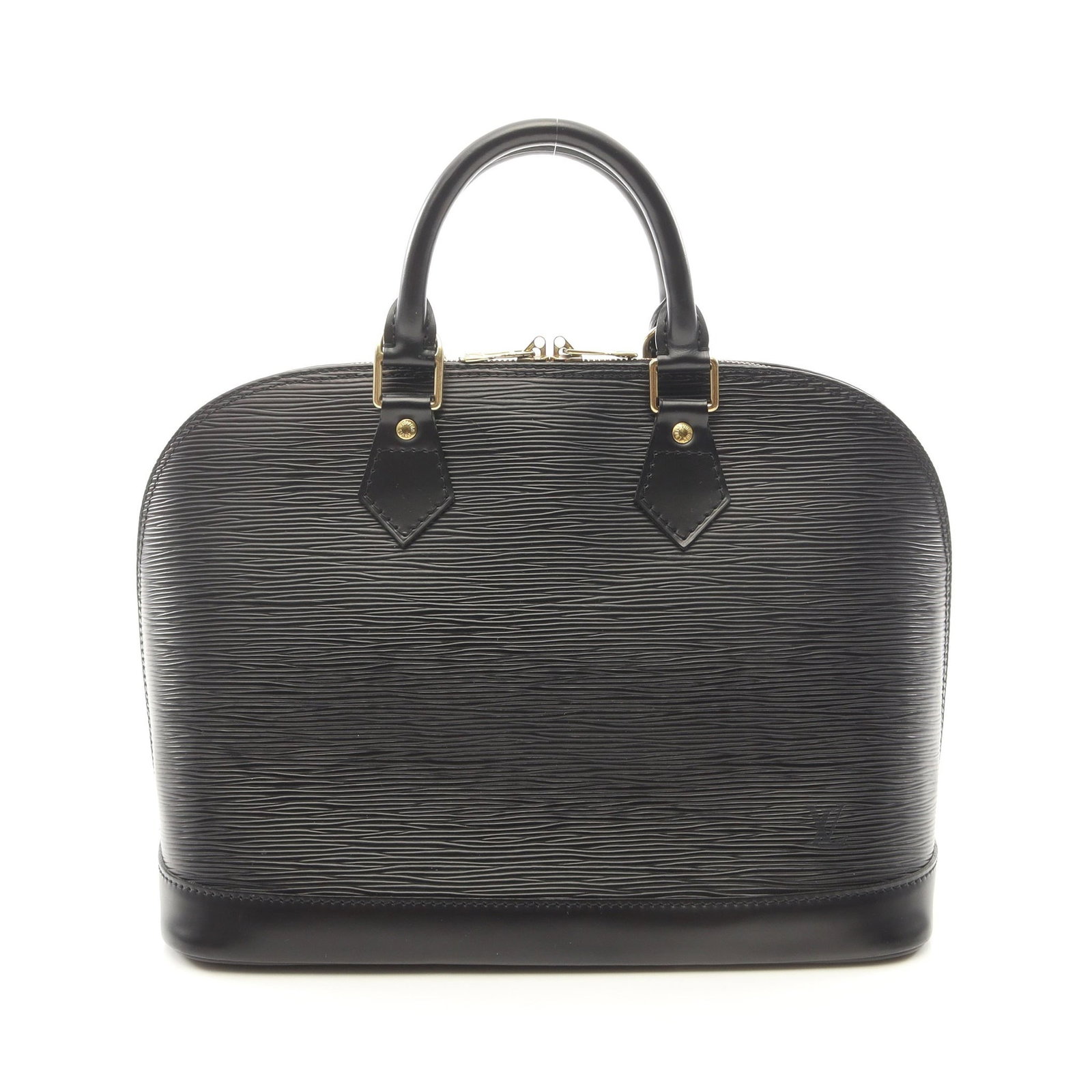 Louis Vuitton Alma Epi Noir Black: Black Alma Epi Noir handbag in leather, model M52142. Product no.: AR0998. Size: H23 x W30 bottom x D16 cm; handle 28 cm.