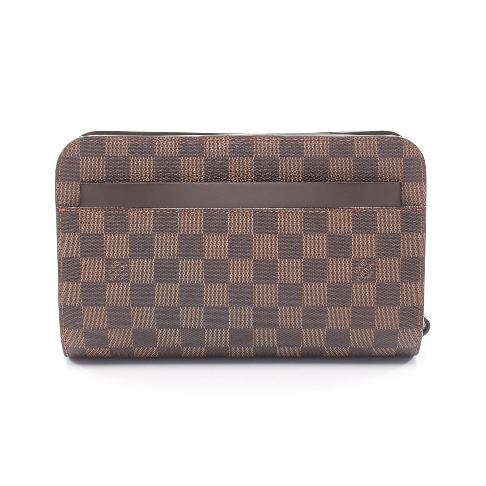 Louis Vuitton Saint Louis Damier Clutch: Brown Damier Ebene Saint Louis clutch second bag in PVC and leather, model N51993. Product no.: SN3057. Size: H16 x W24.5 x D5 cm; strap 21 cm.
